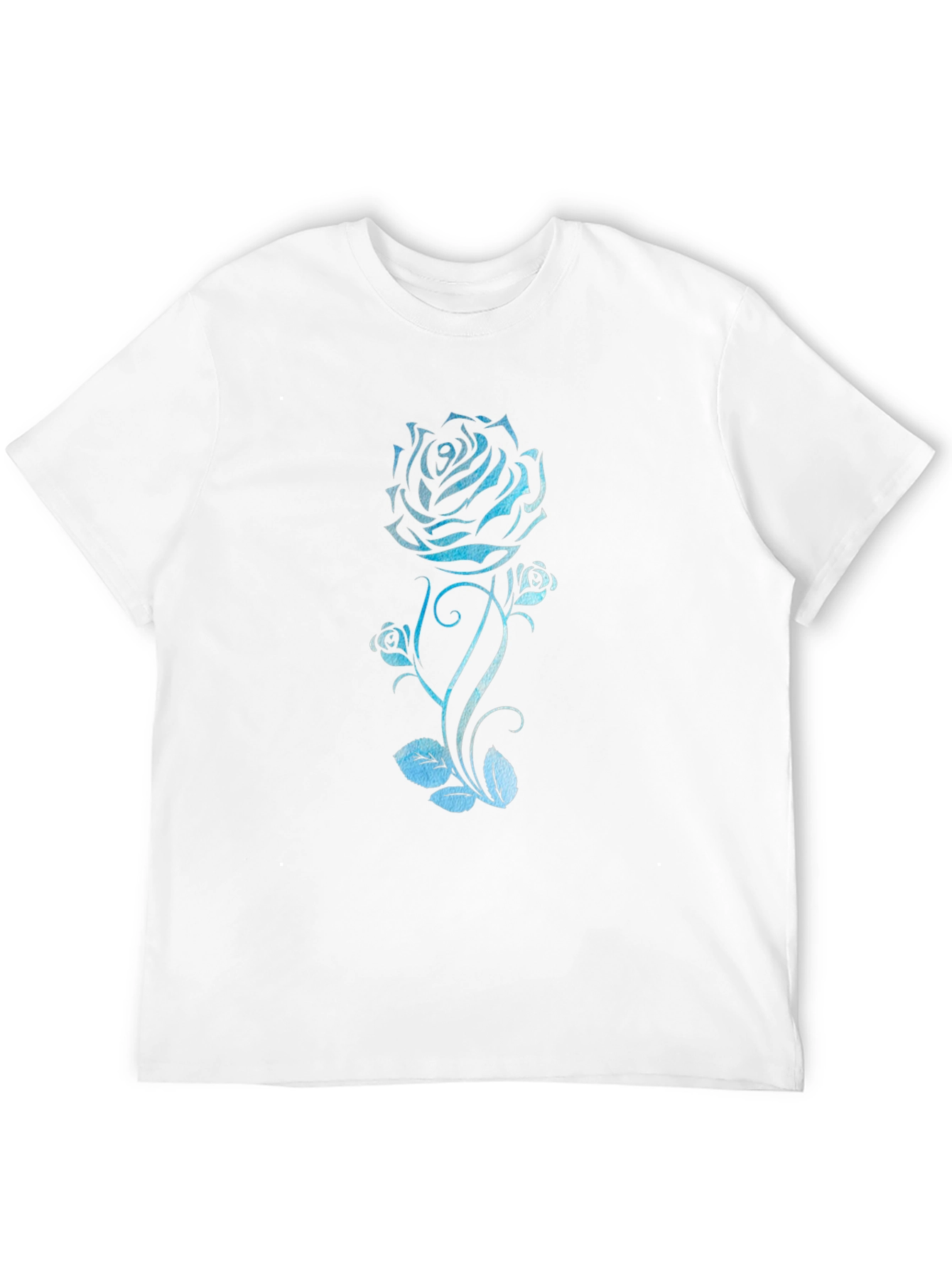 Blue Rose Graphic Tee - Black Cotton T-Shirt
