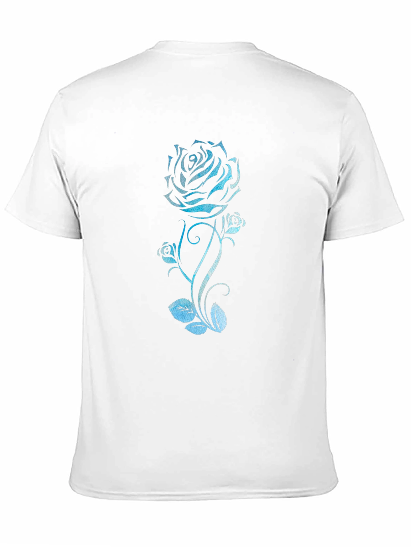Blue Rose Graphic Tee - Black Cotton T-Shirt