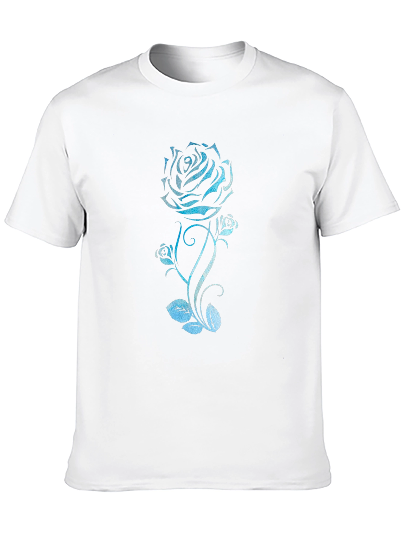 Blue Rose Graphic Tee - Black Cotton T-Shirt