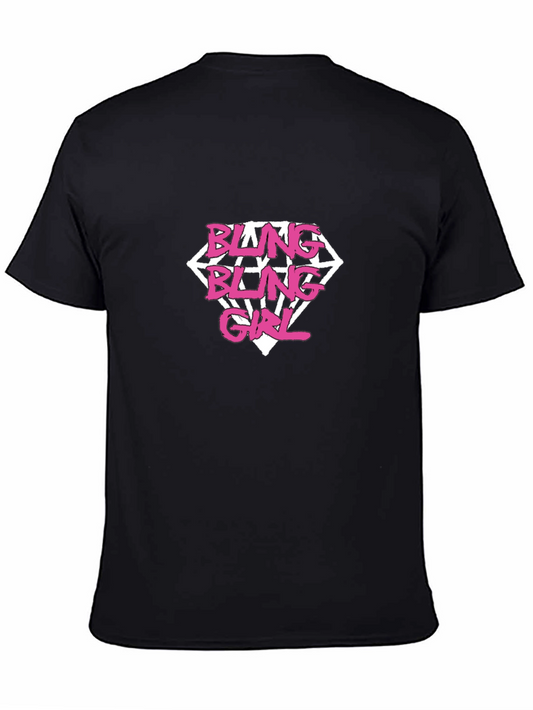 Bling Bling Girl Diamond T-Shirt - Black