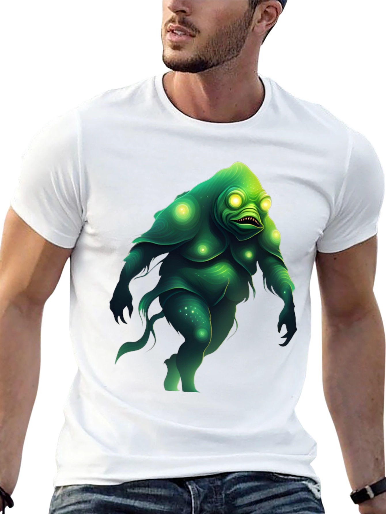 Green Monster Graphic Tee - Unique Creature Design T-Shirt