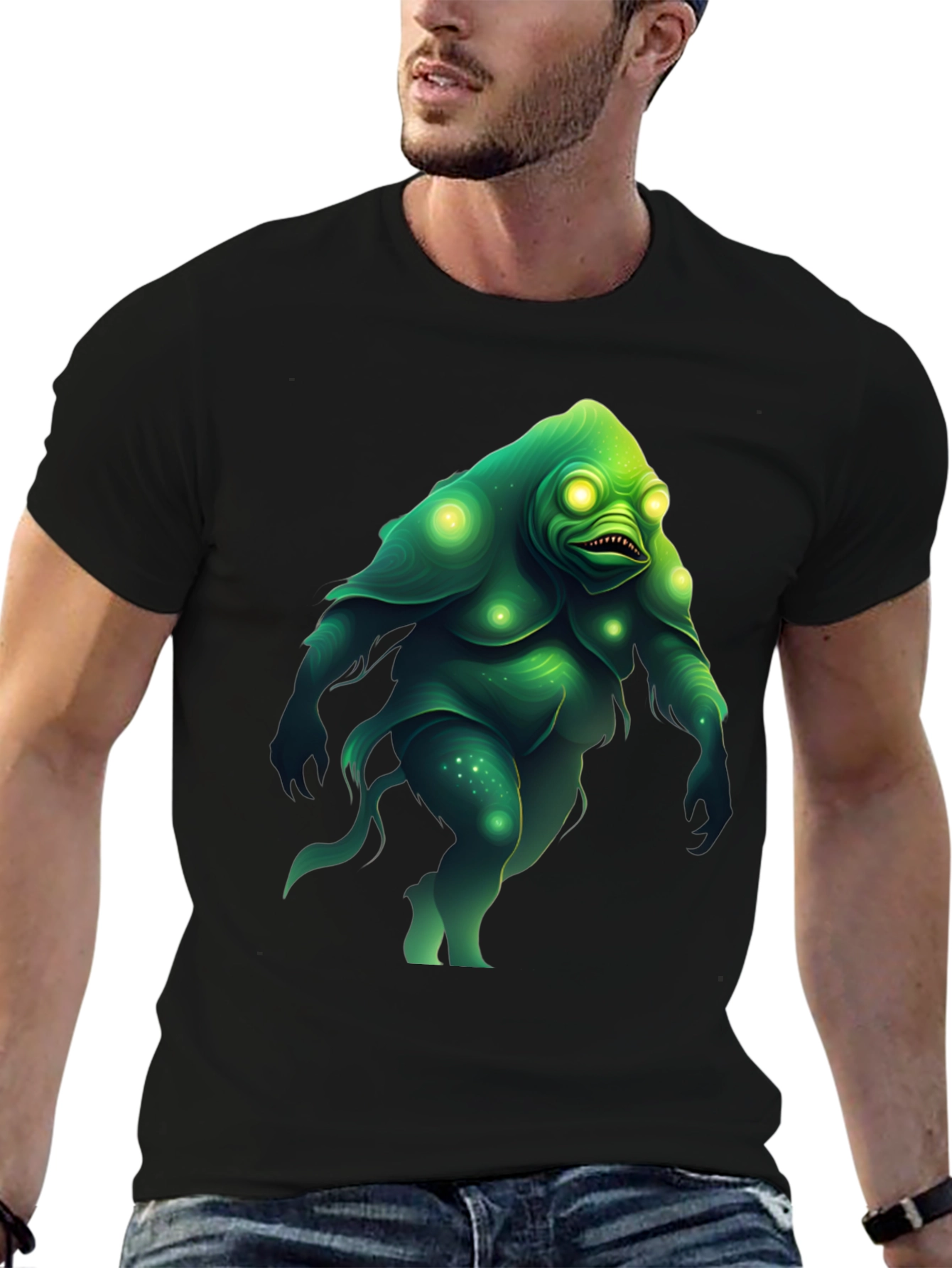 Green Monster Graphic Tee - Unique Creature Design T-Shirt