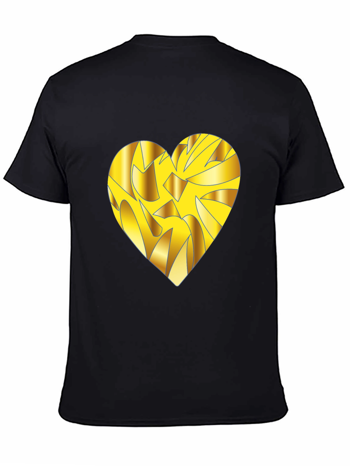 Gold Heart Graphic Black T-Shirt