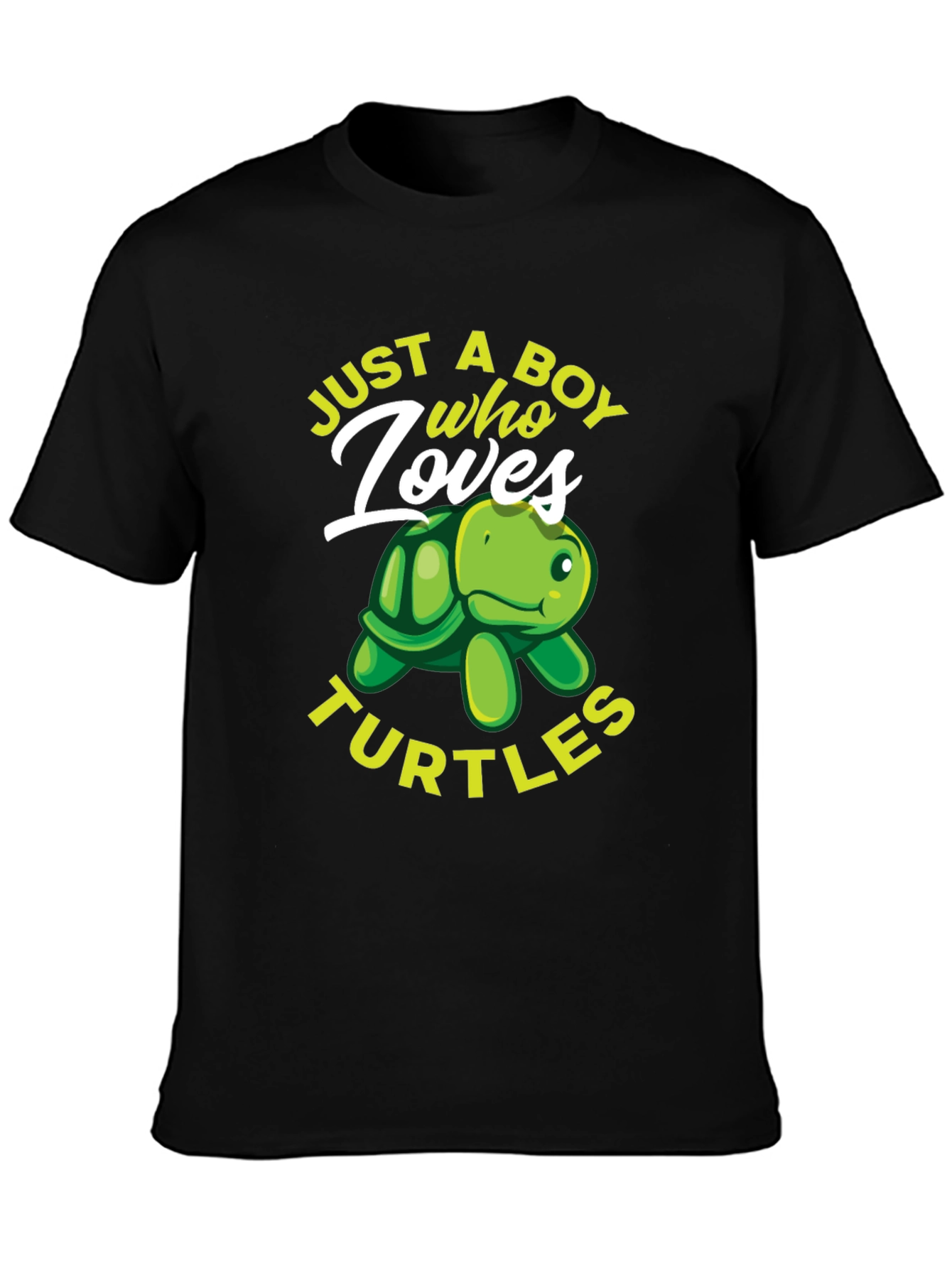 Just A Boy Who Loves Turtles Black T-Shirt
