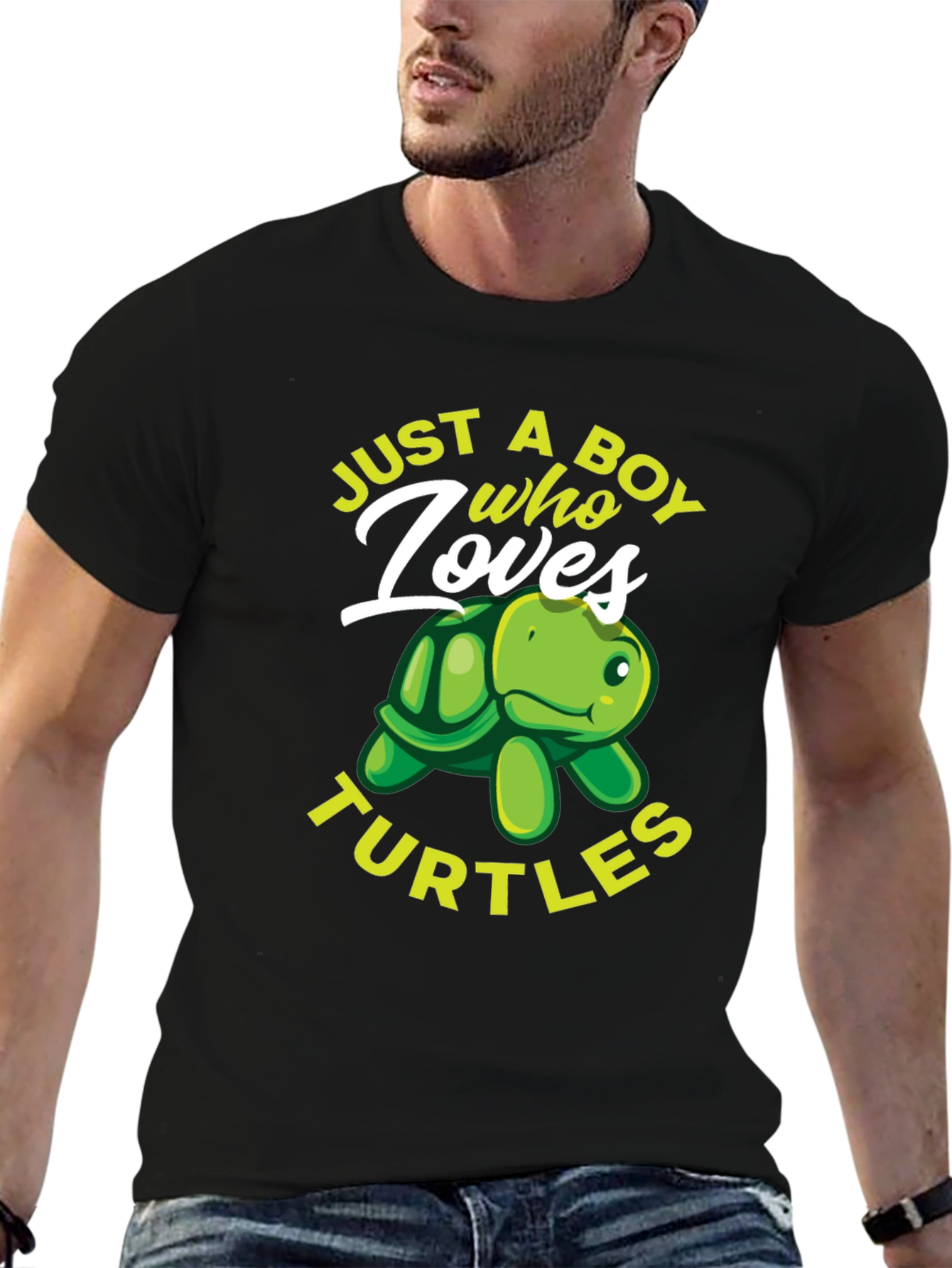 Just A Boy Who Loves Turtles Black T-Shirt