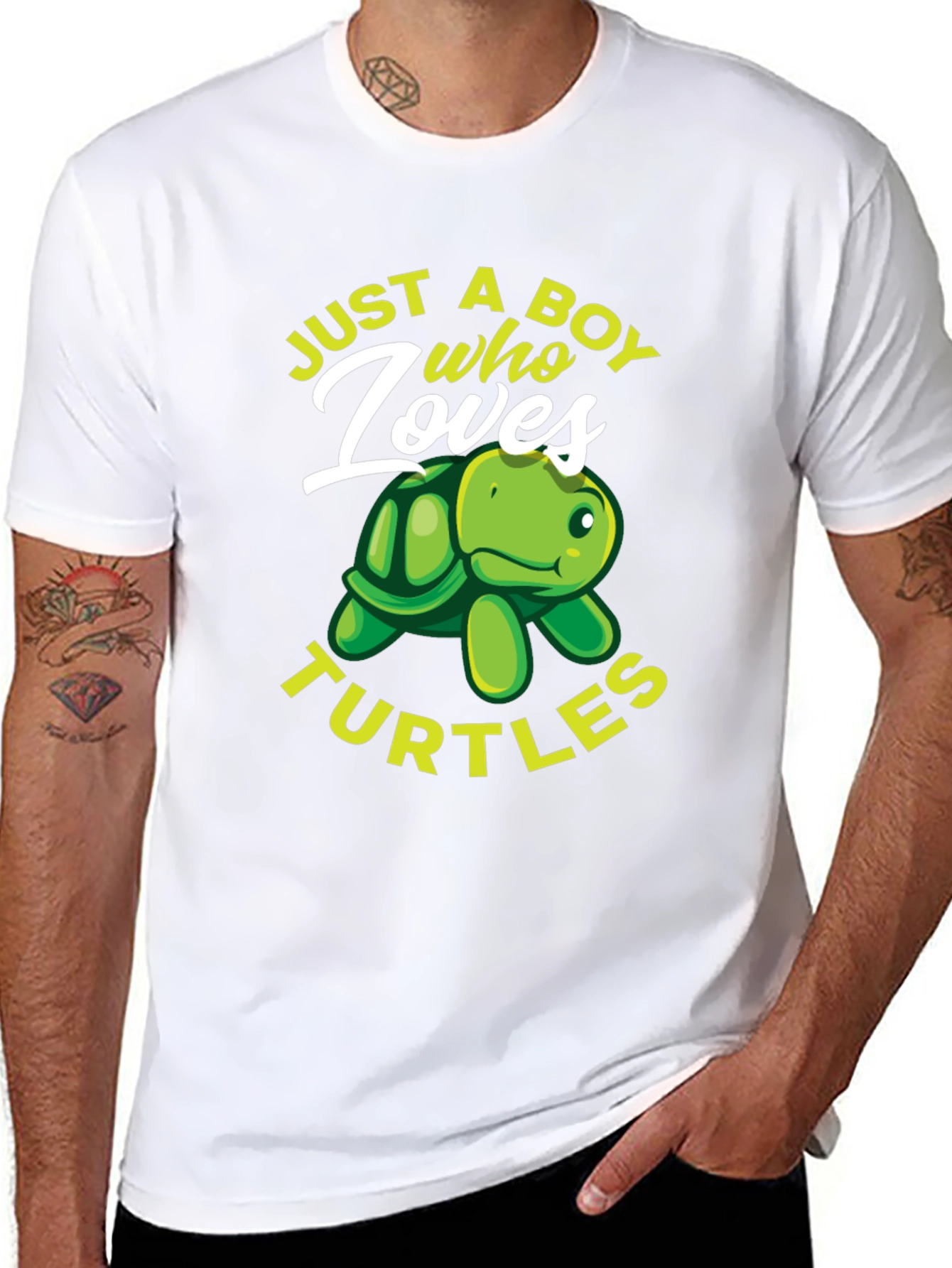 Just A Boy Who Loves Turtles Black T-Shirt