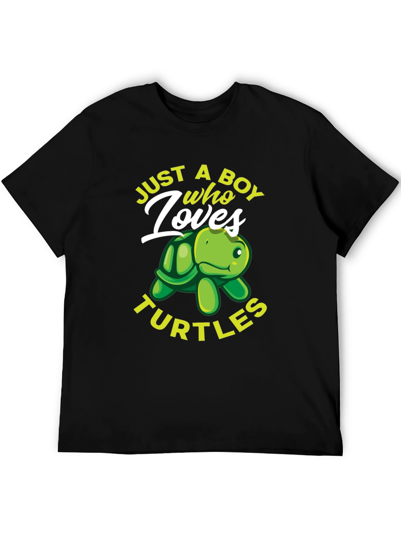 Just A Boy Who Loves Turtles Black T-Shirt