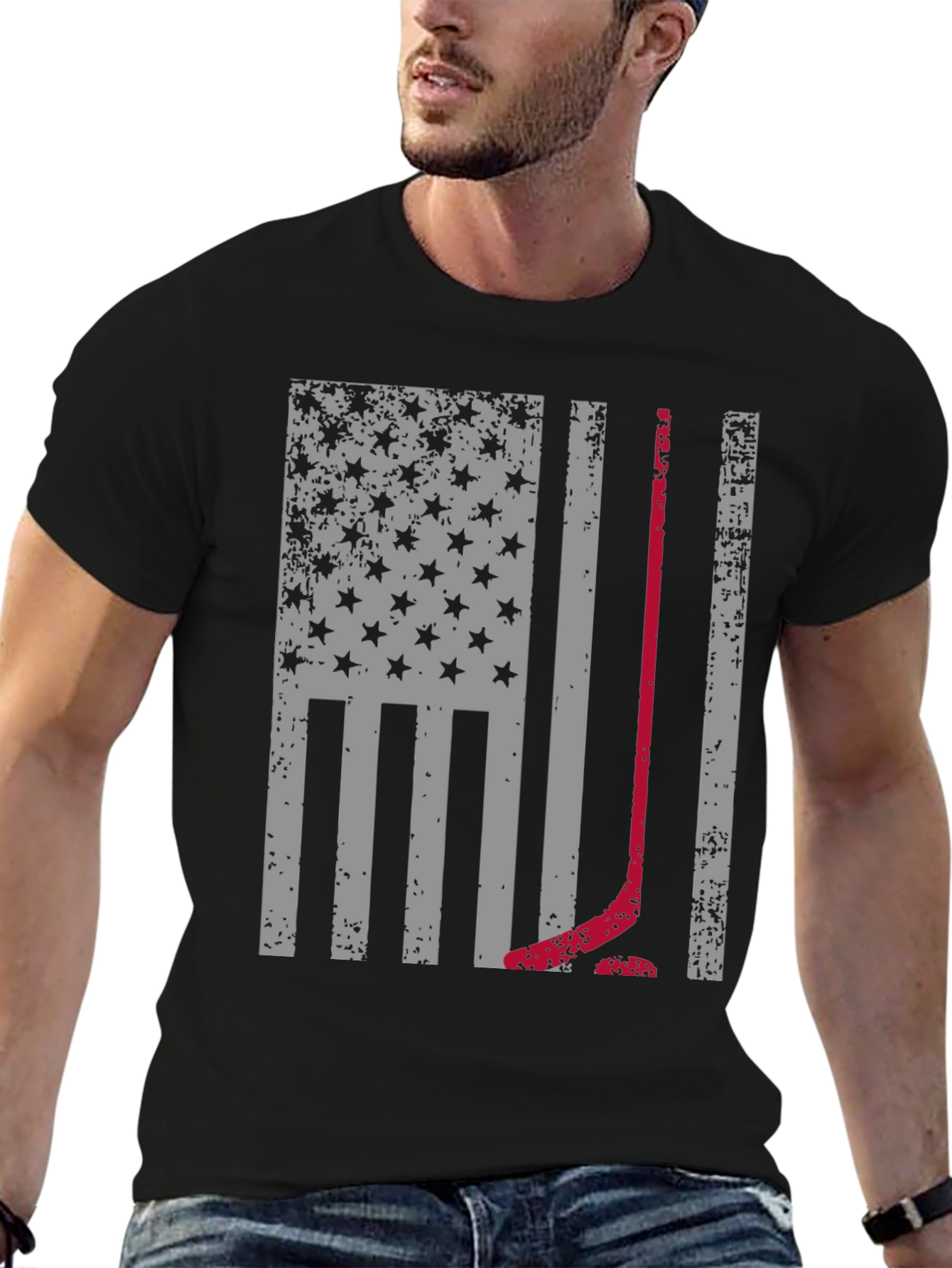 Hockey American Flag T-Shirt