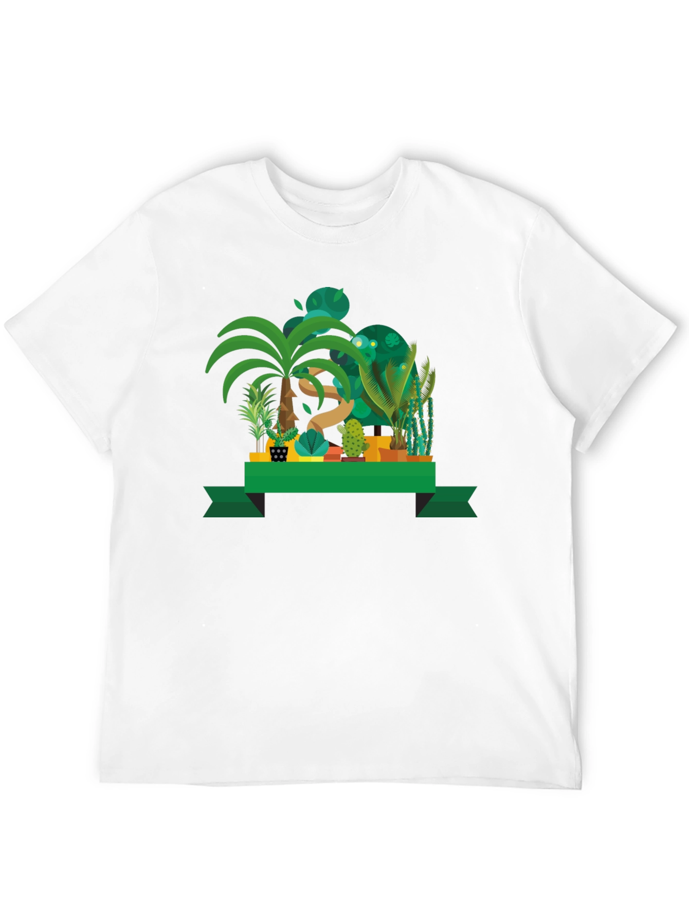 Tropical Plant Graphic Black T-Shirt