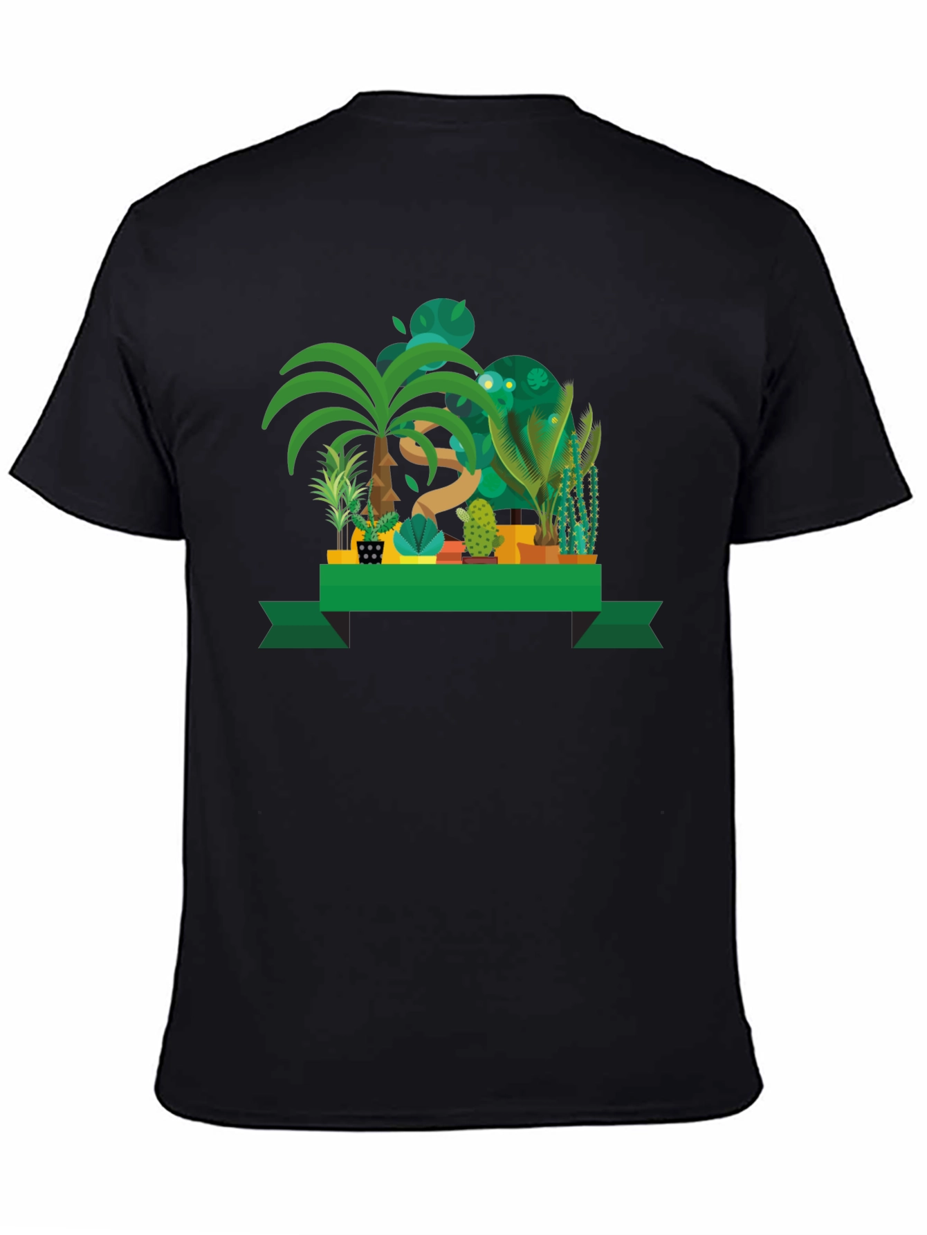 Tropical Plant Graphic Black T-Shirt