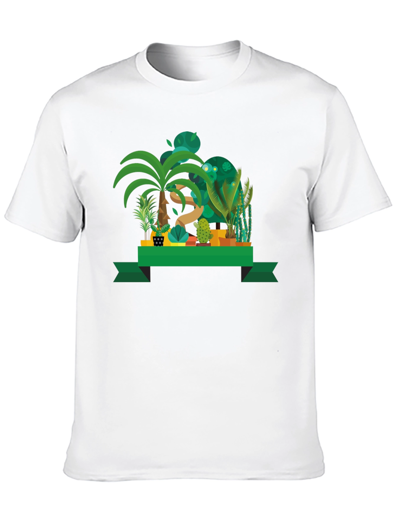 Tropical Plant Graphic Black T-Shirt
