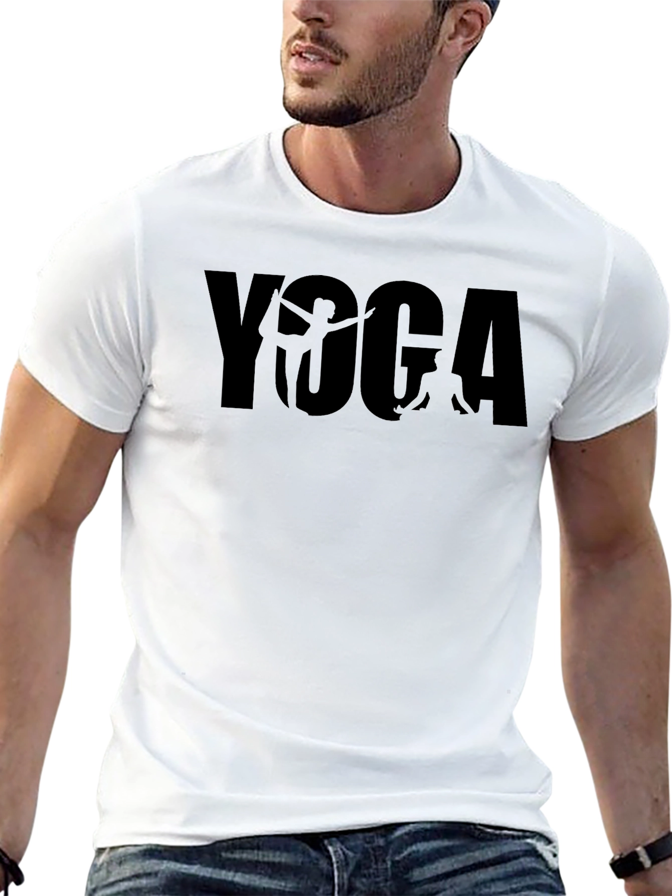 Yoga Silhouette Graphic Tee - Black Cotton Blend