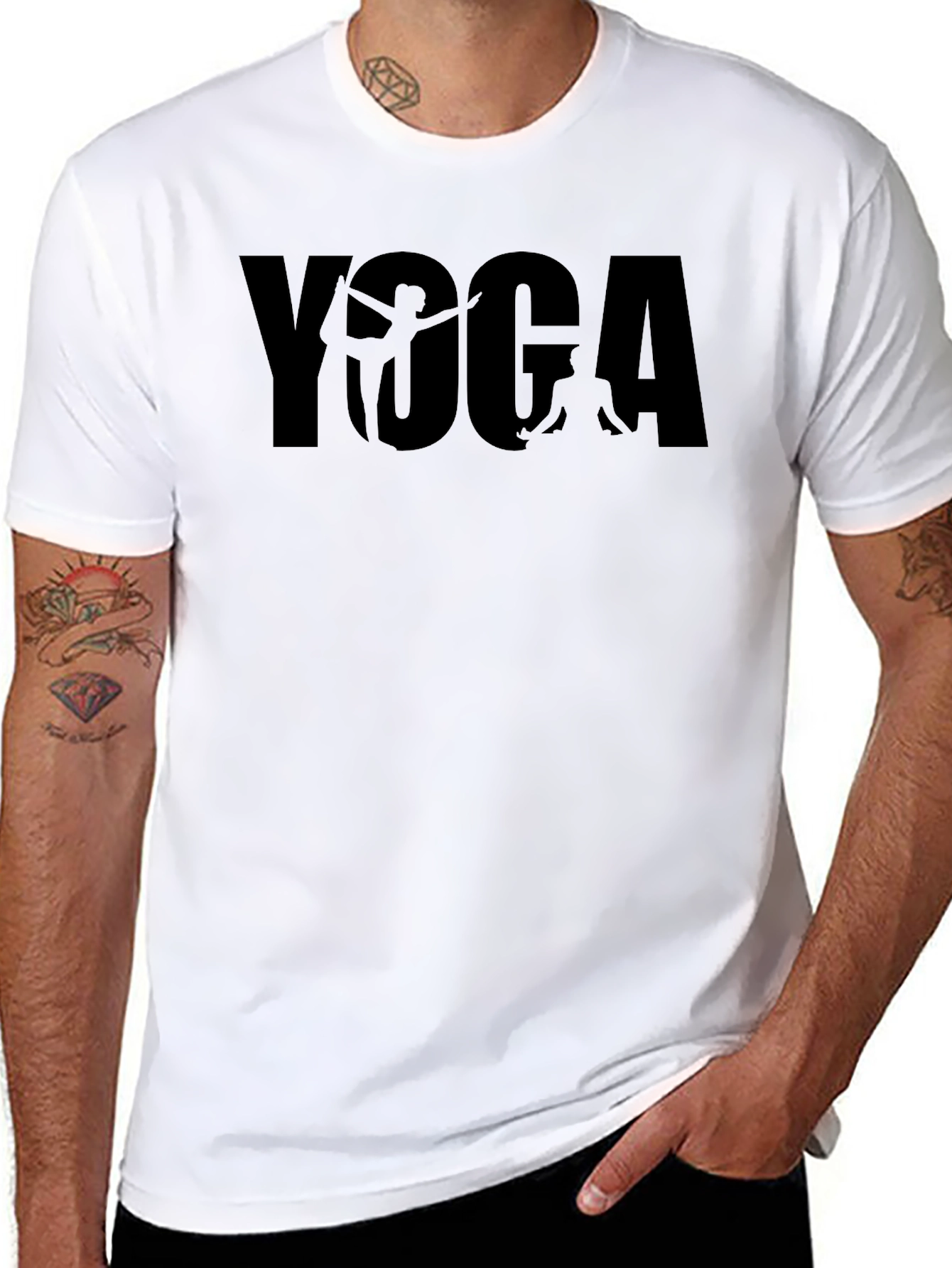 Yoga Silhouette Graphic Tee - Black Cotton Blend