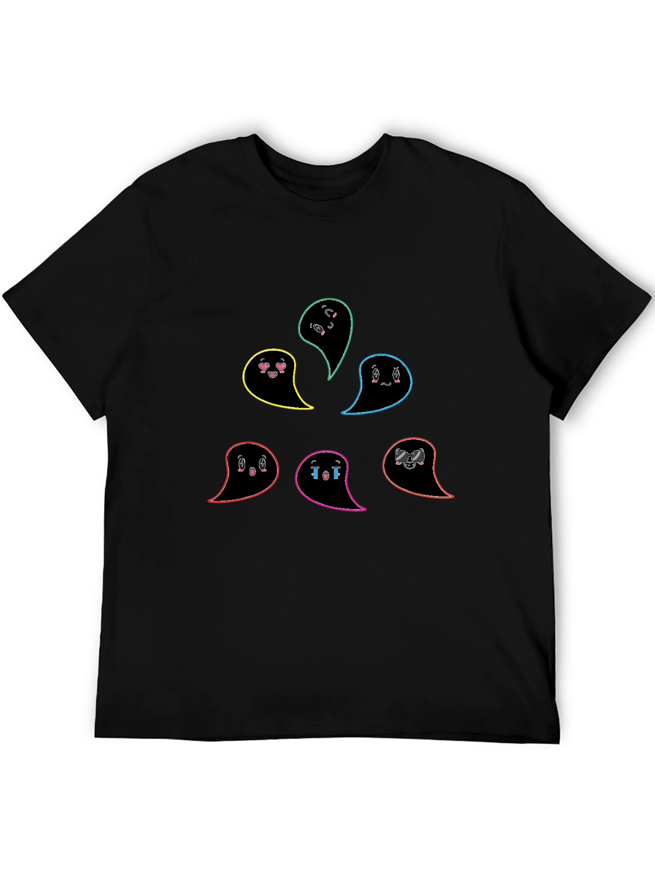 Emo Ghost T-Shirt - Black Casual Cotton Tee