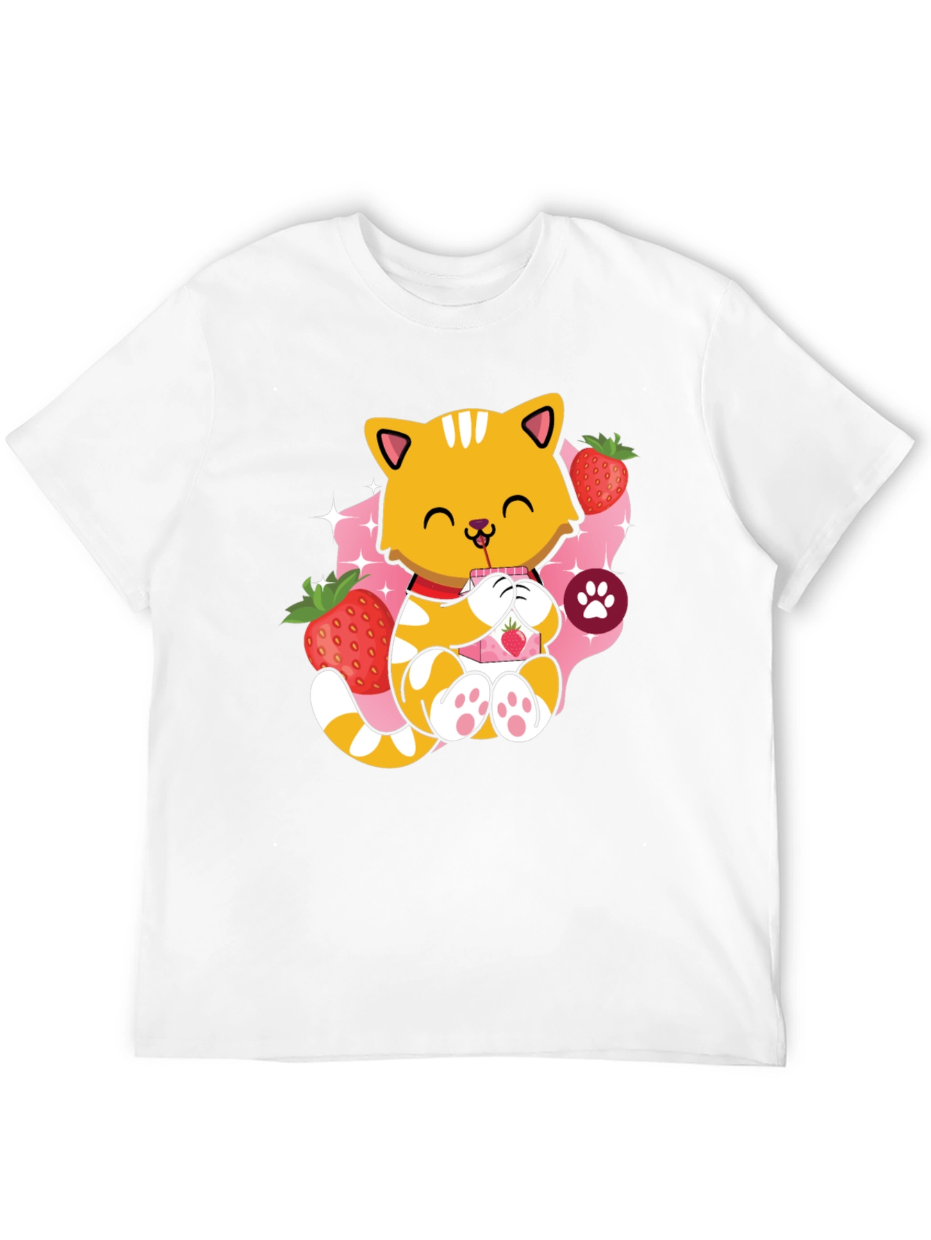 Cute Cat Strawberry Milk T-Shirt