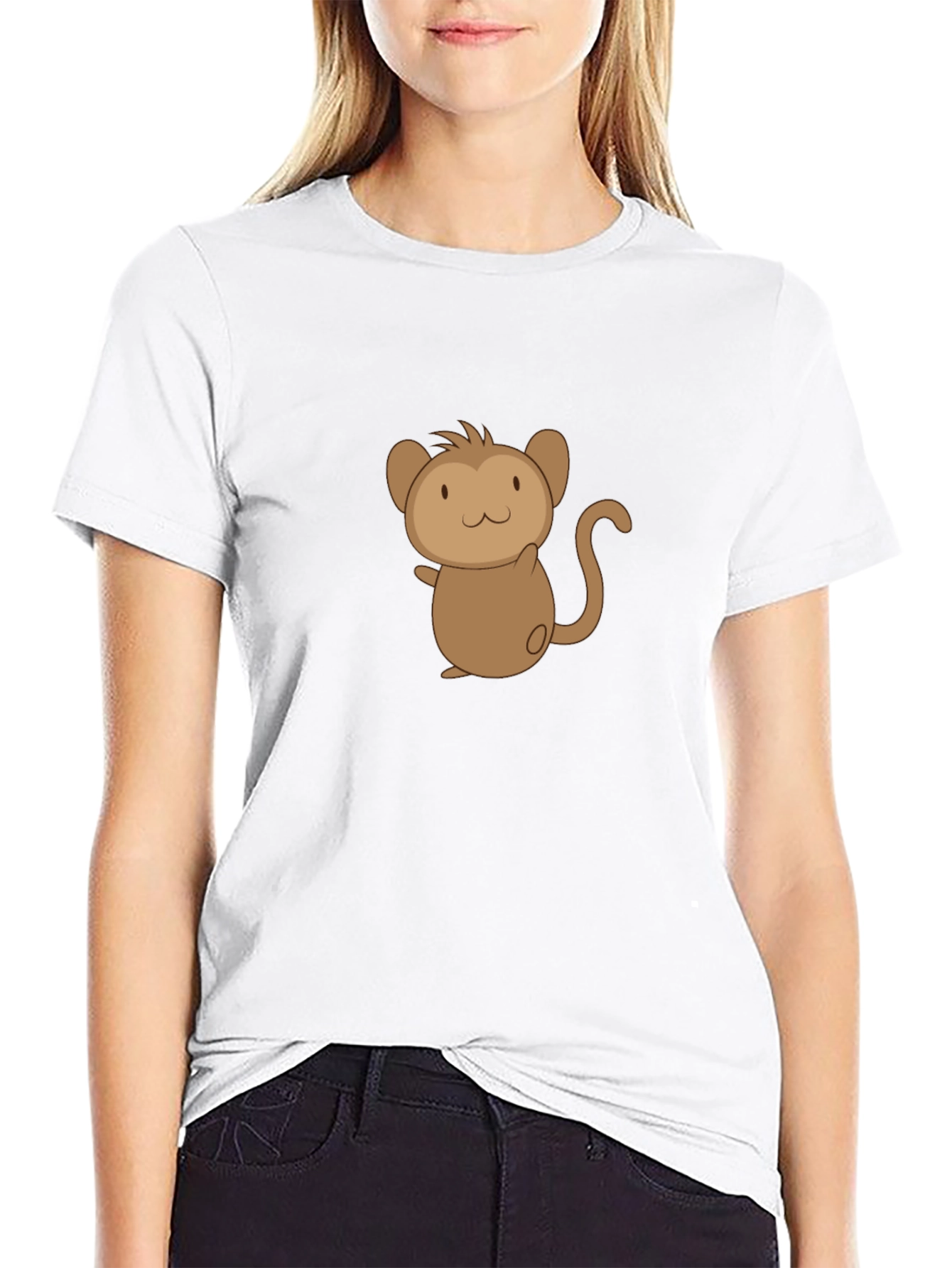 Cute Monkey Graphic Black T-Shirt