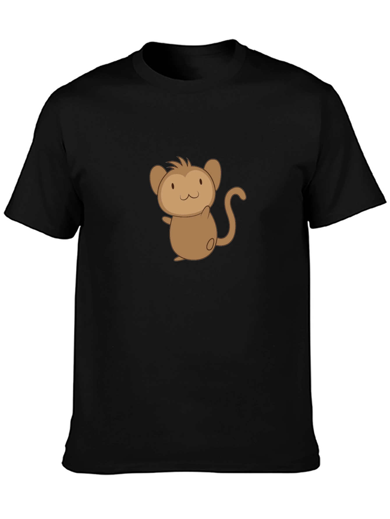 Cute Monkey Graphic Black T-Shirt