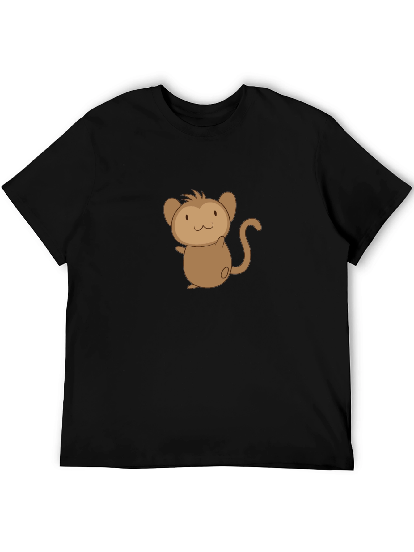 Cute Monkey Graphic Black T-Shirt