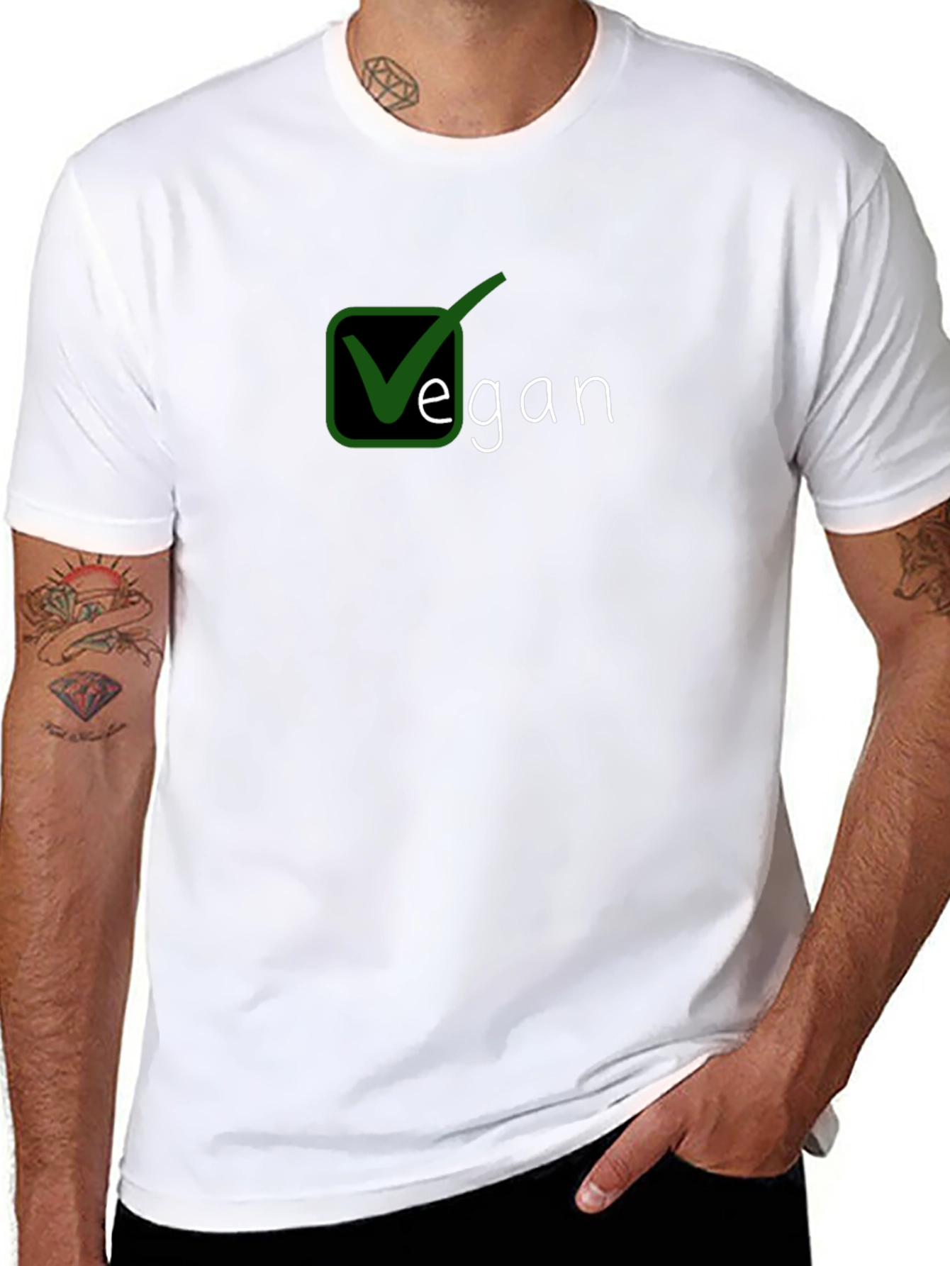 Vegan Checkmark T-Shirt - Black
