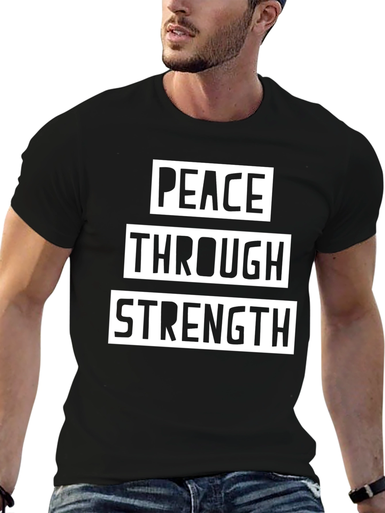Peace Through Strength Black Graphic Tee