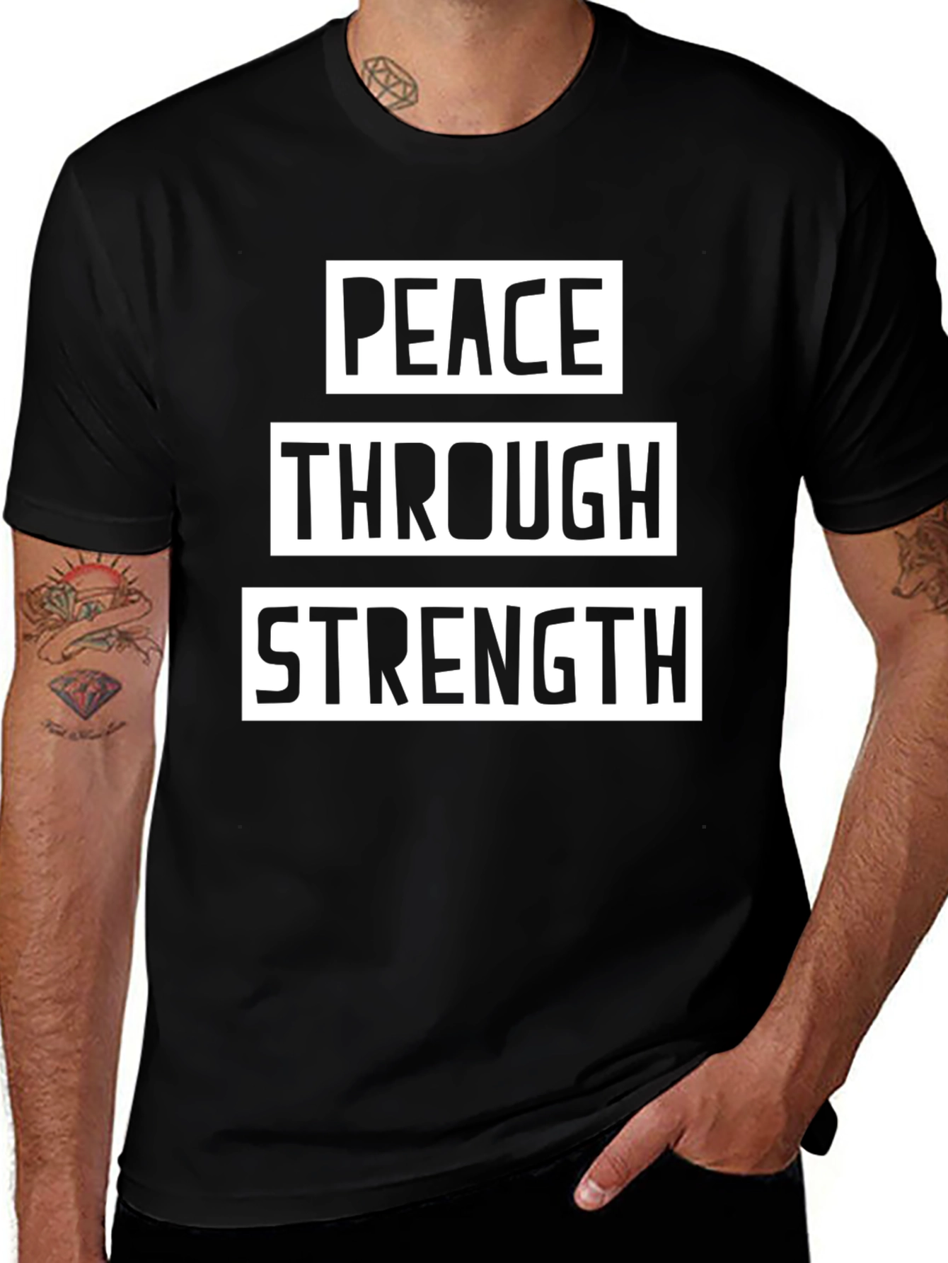 Peace Through Strength Black Graphic Tee