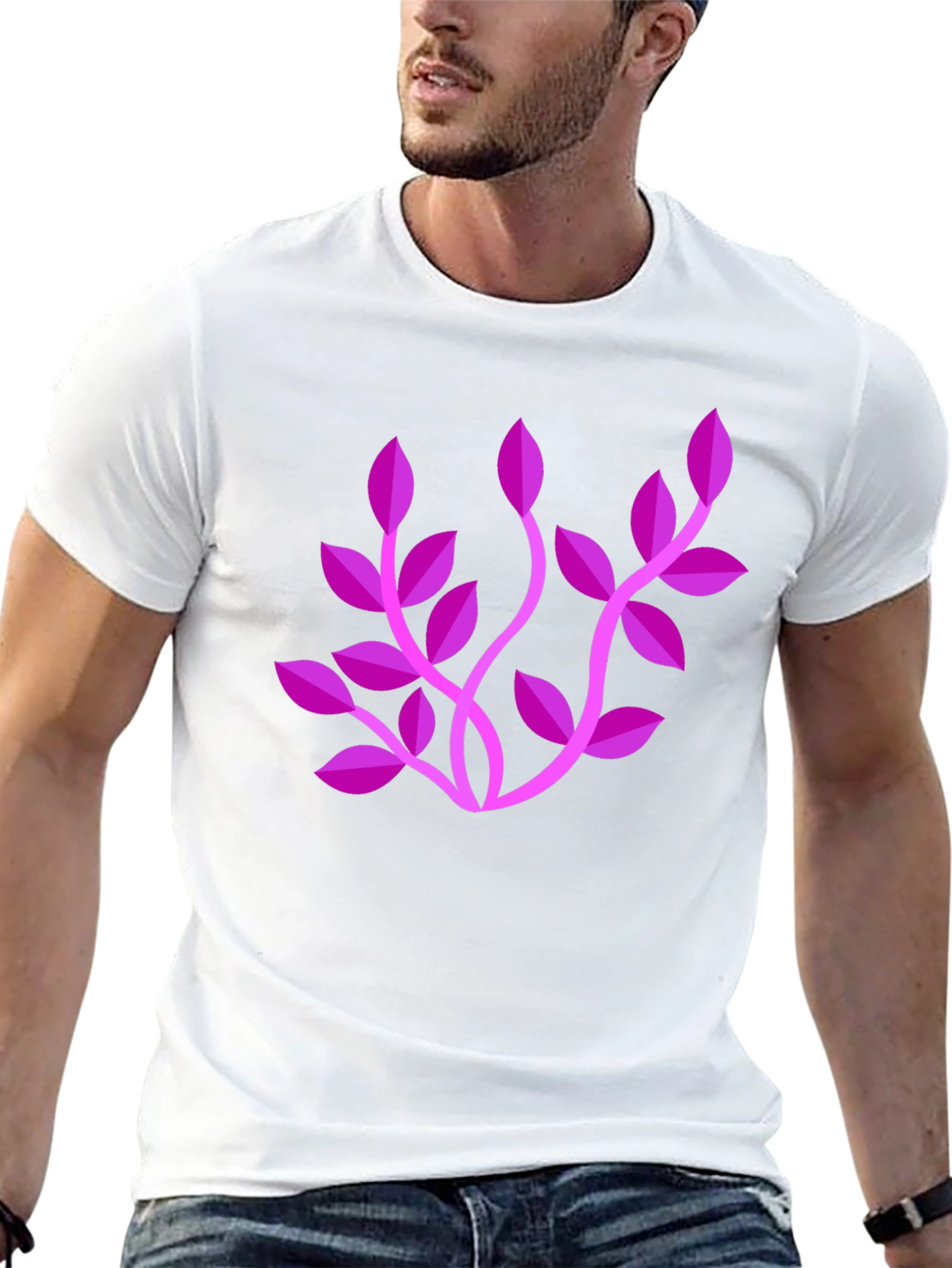 Stylish Black T-Shirt with Floral Design
