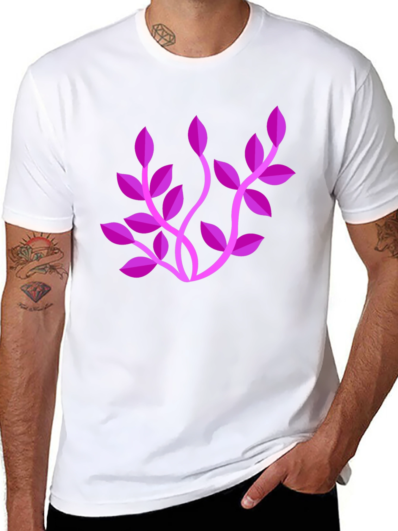 Stylish Black T-Shirt with Floral Design