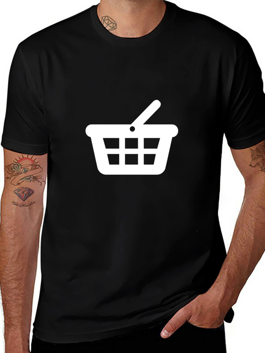 Shopping Basket Graphic Tee - Black Cotton T-Shirt