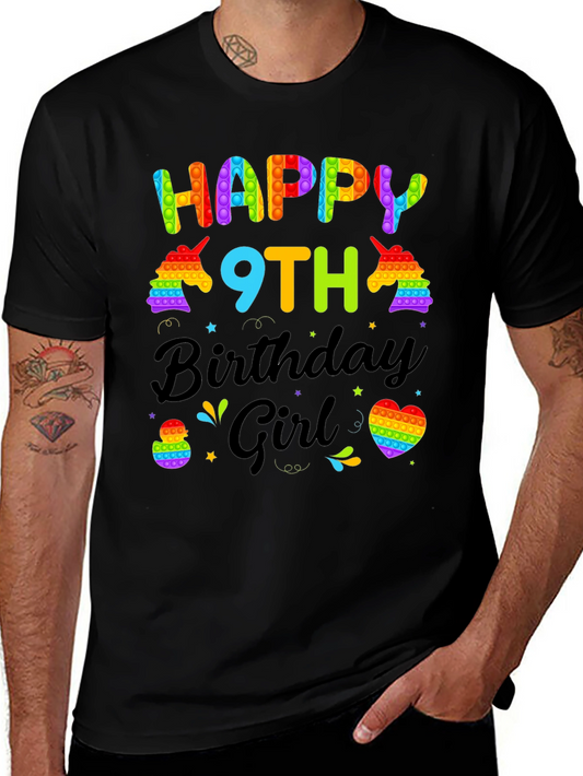 Happy 9th Birthday Girl T-Shirt - Pop It Unicorn