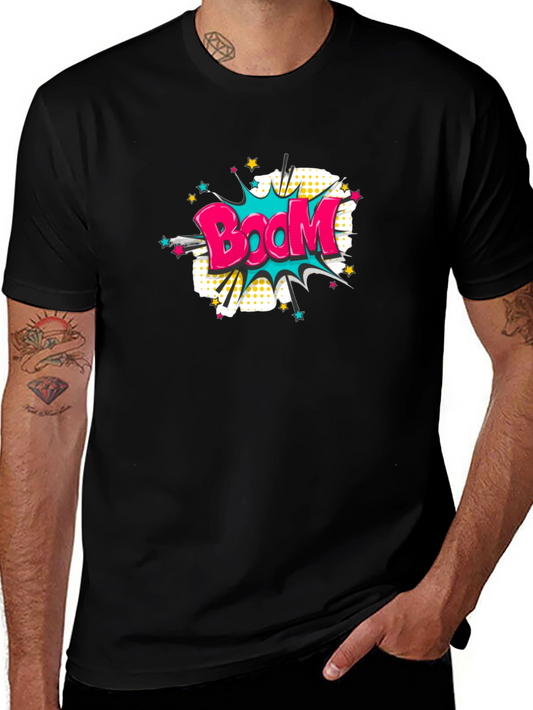 Boom Graphic T-Shirt - Black Cotton Tee for Men