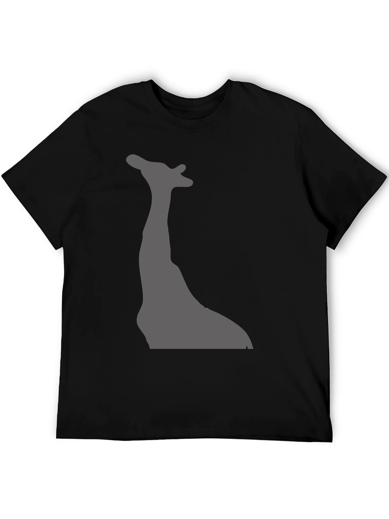 Giraffe Silhouette Graphic Tee - Black Cotton T-Shirt