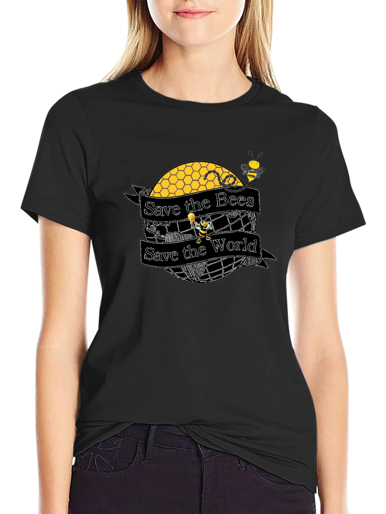Save the Bees T-Shirt: World Honeycomb Design