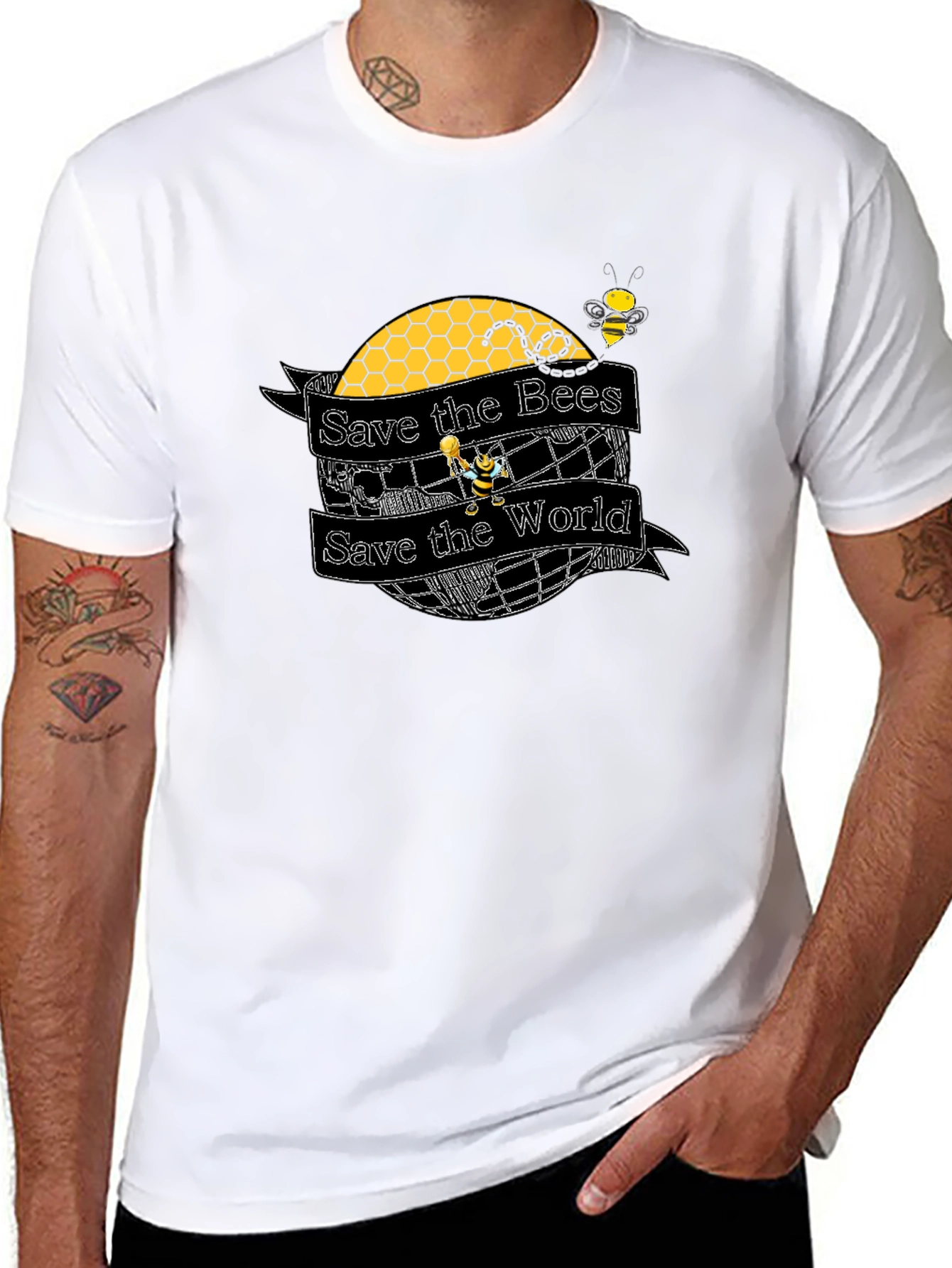 Save the Bees T-Shirt: World Honeycomb Design