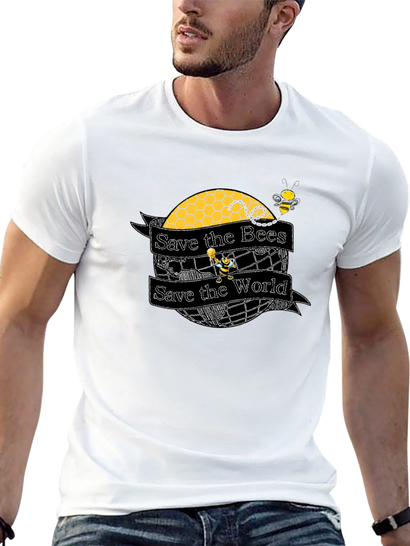 Save the Bees T-Shirt: World Honeycomb Design