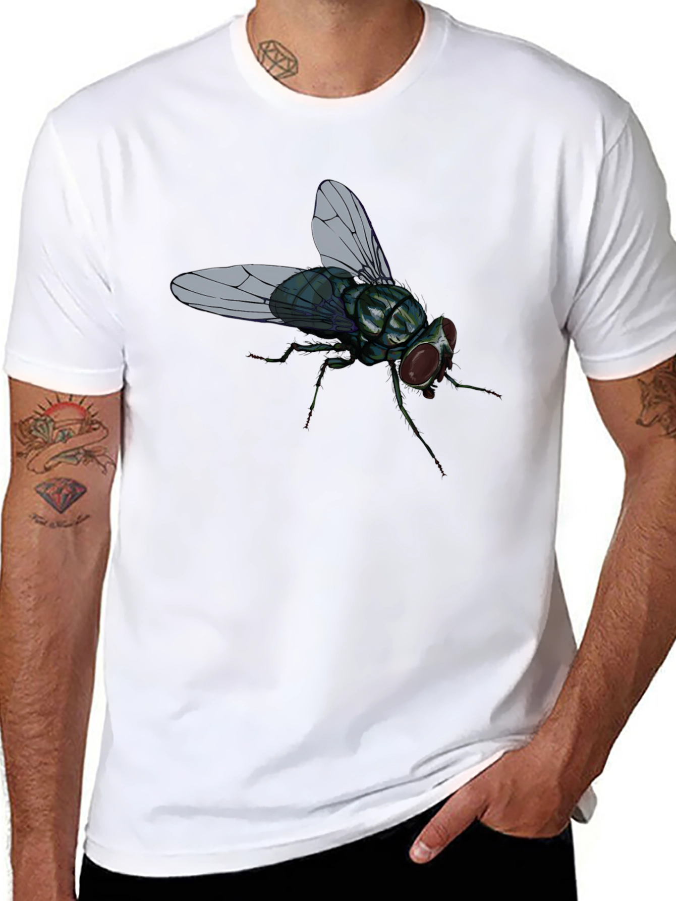 Fly Graphic T-Shirt - Novelty Insect Tee