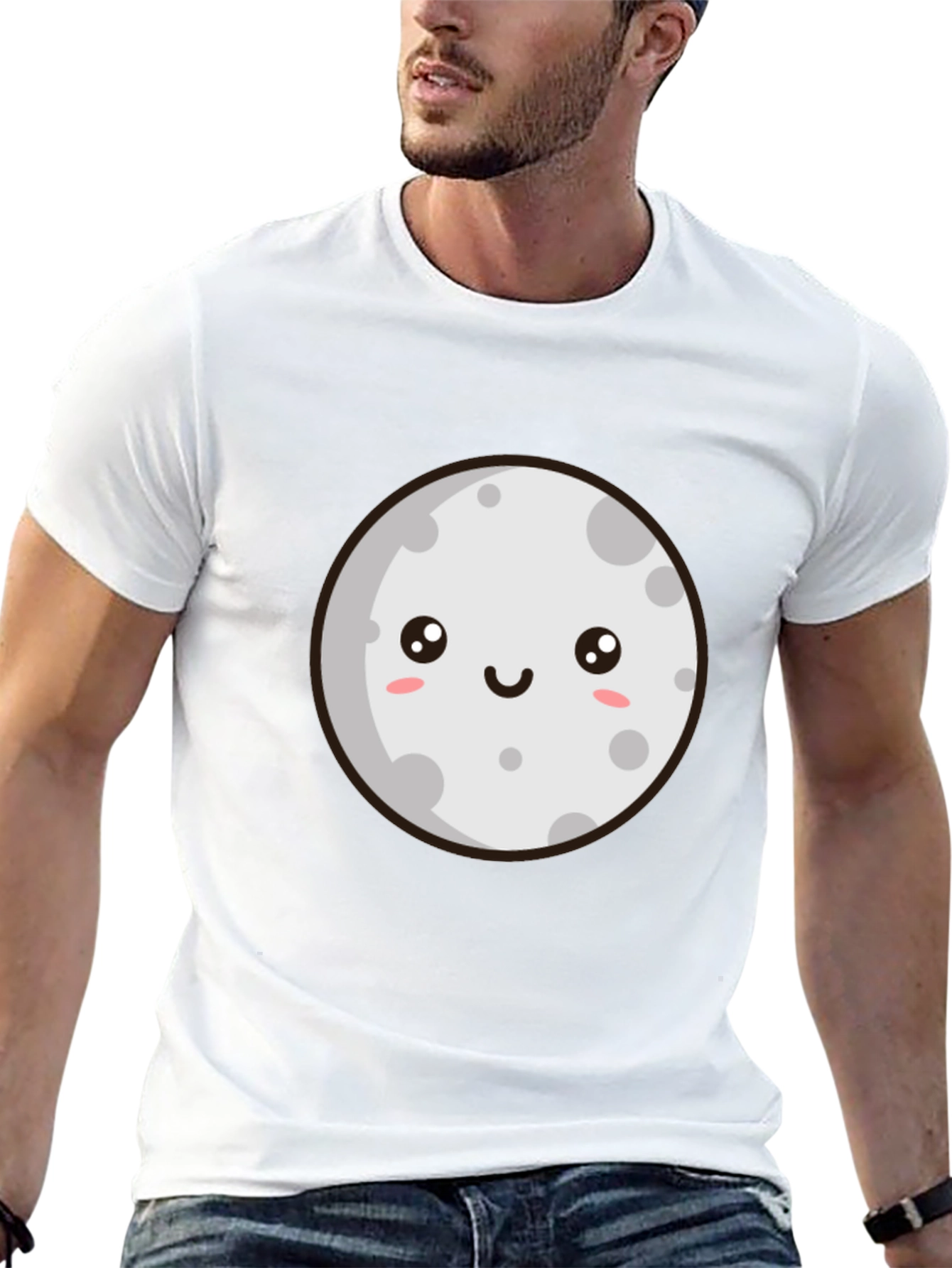 Cute Moon Graphic Tee - Black T-Shirt