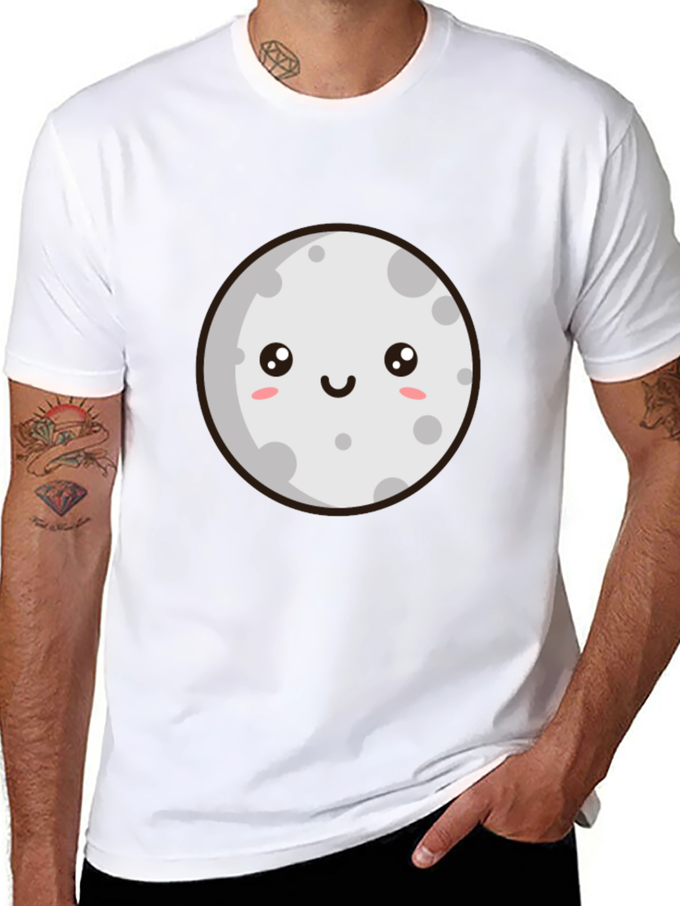 Cute Moon Graphic Tee - Black T-Shirt