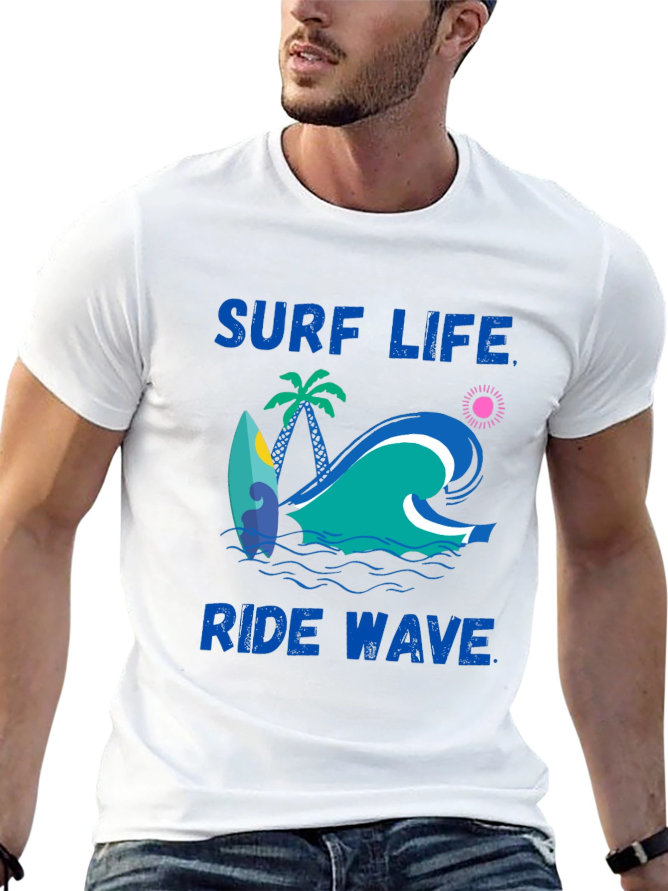 Surf Life Ride Wave Graphic Print T-Shirt