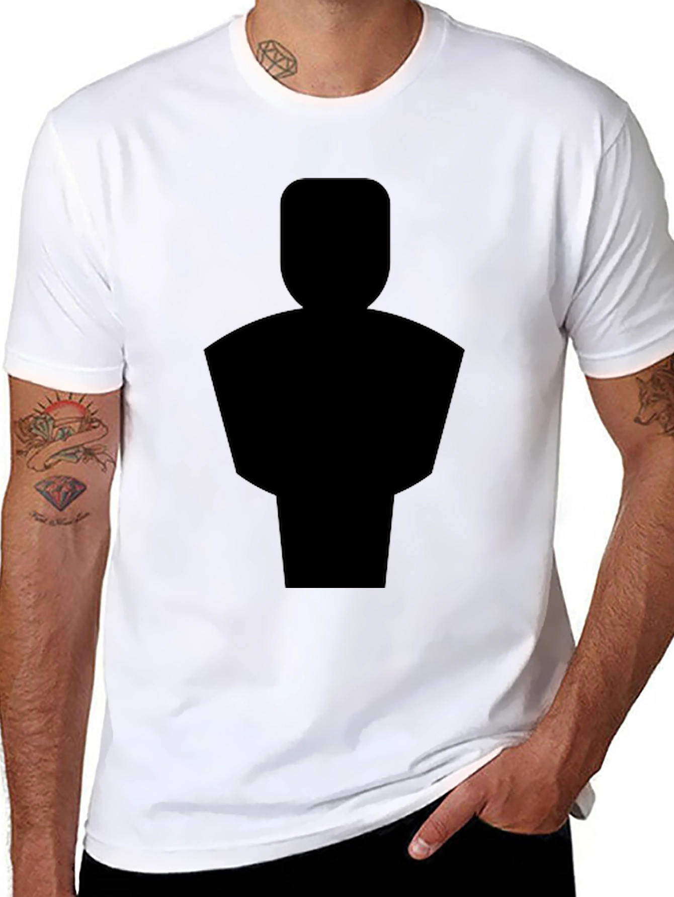 Mens Black T-Shirt with Abstract Figure Print