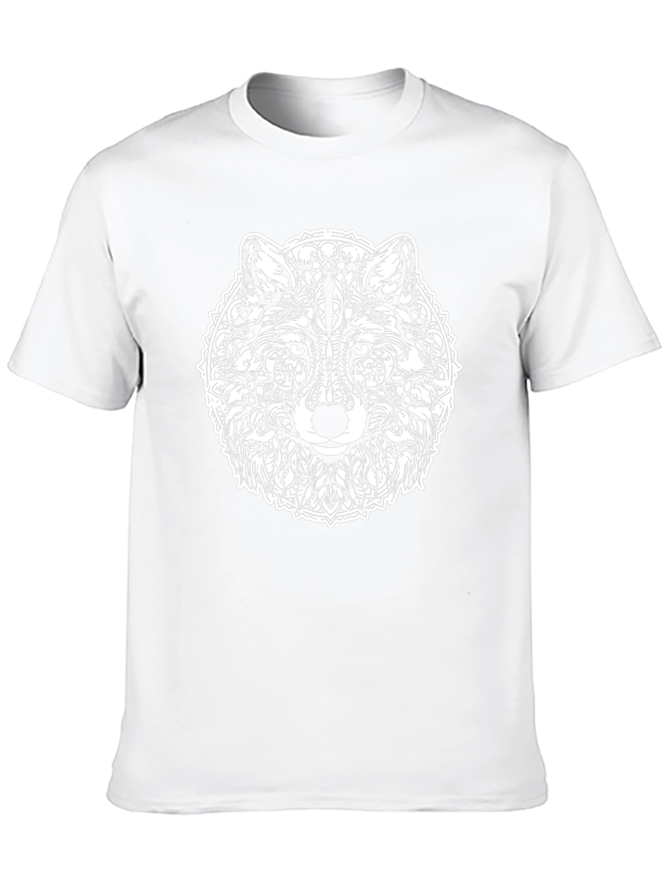 Wolf Mandala Graphic Print Black T-Shirt