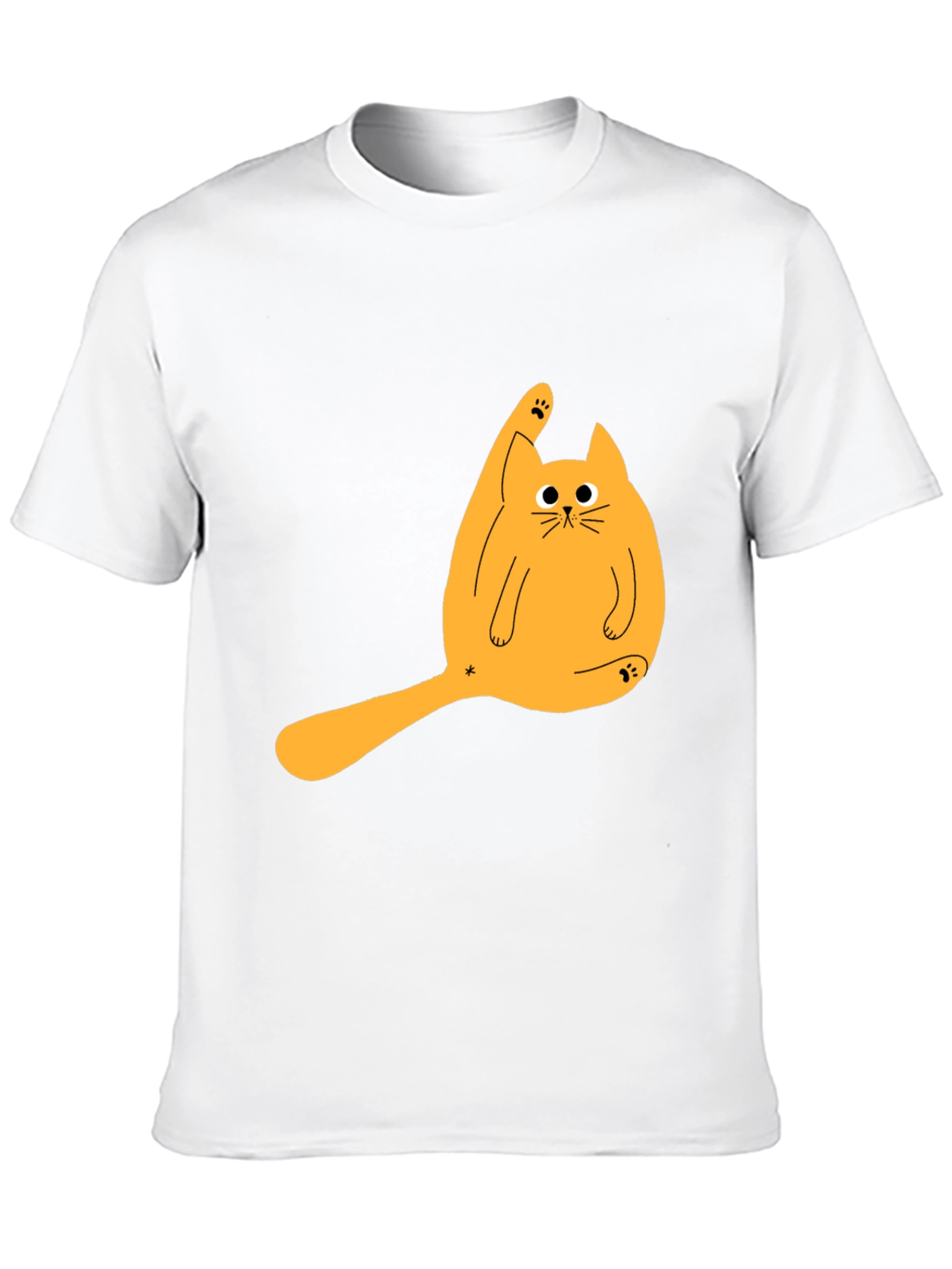 Funny Cat Licking Paw Graphic Tee - Black T-Shirt