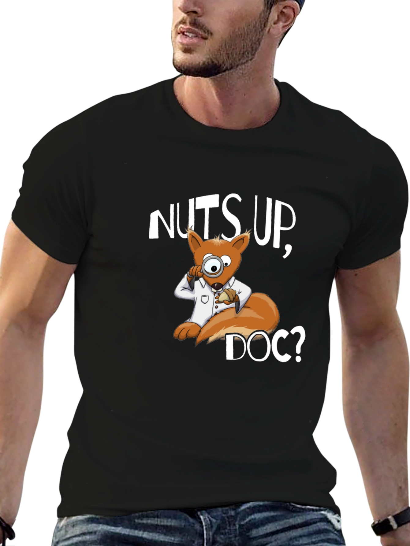 Nuts Up Doc? Squirrel Cartoon Graphic T-Shirt