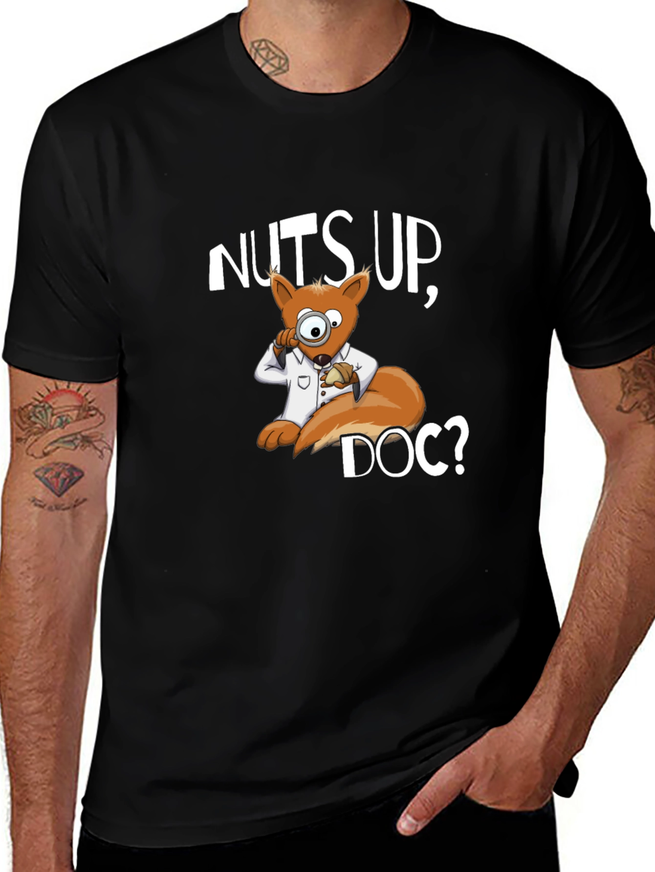 Nuts Up Doc? Squirrel Cartoon Graphic T-Shirt