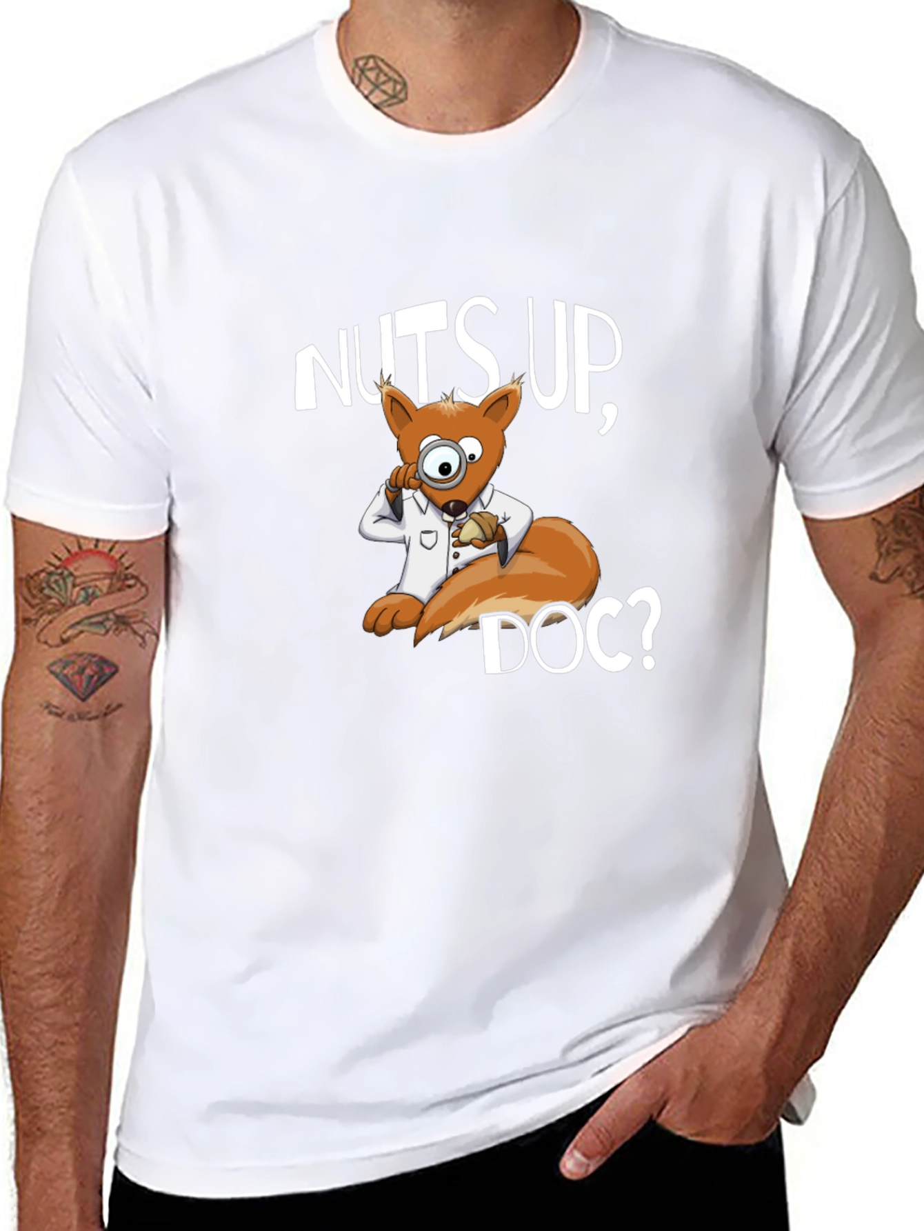 Nuts Up Doc? Squirrel Cartoon Graphic T-Shirt