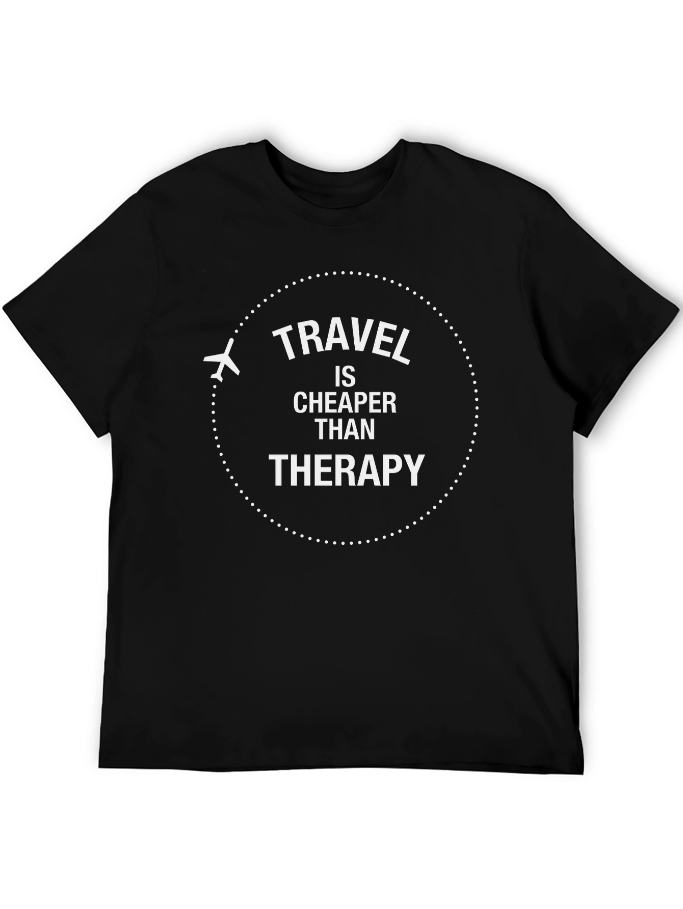 Travel Cheaper Than Therapy Black Graphic T-Shirt