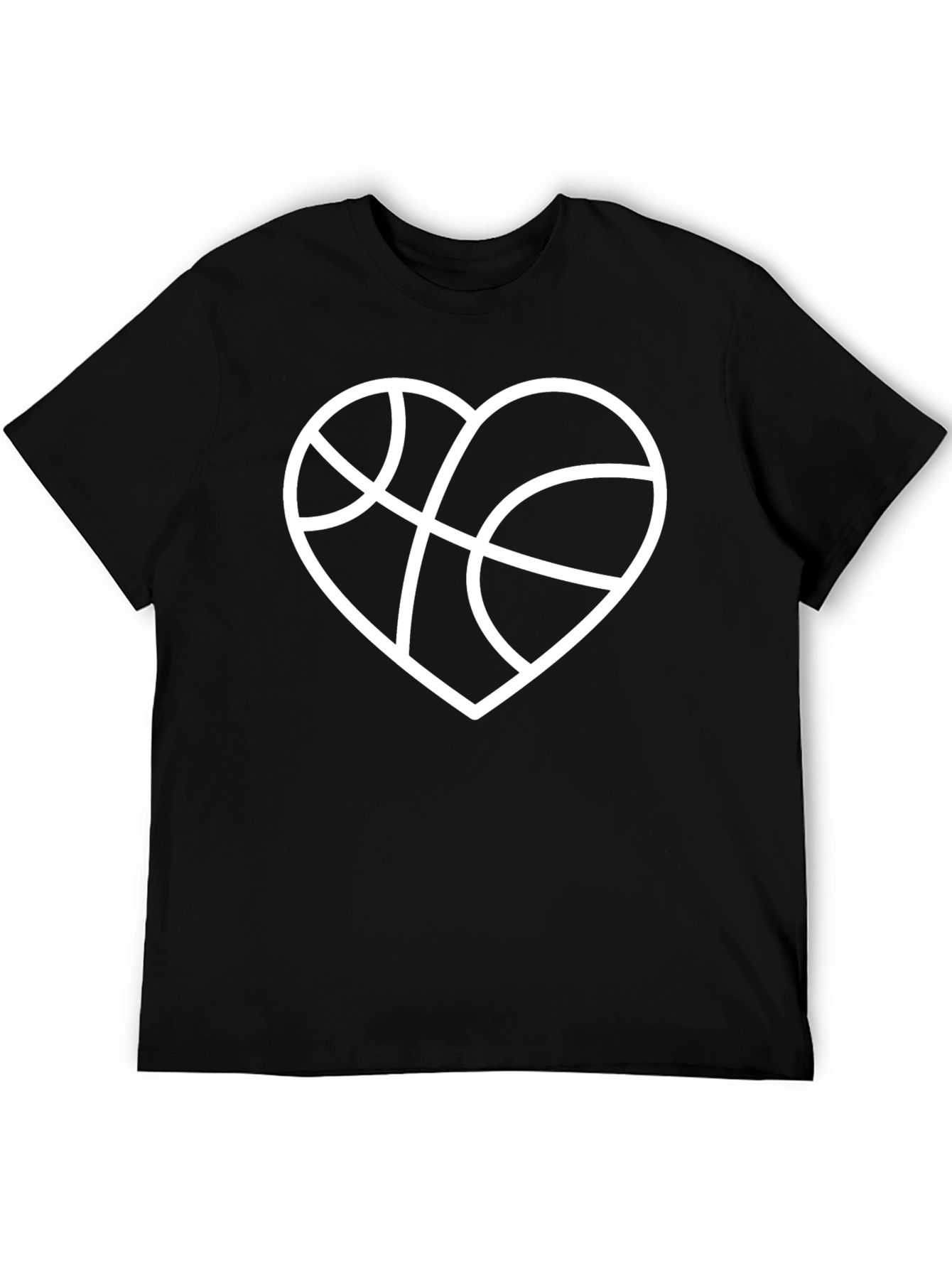 Basketball Heart Graphic T-Shirt - Black
