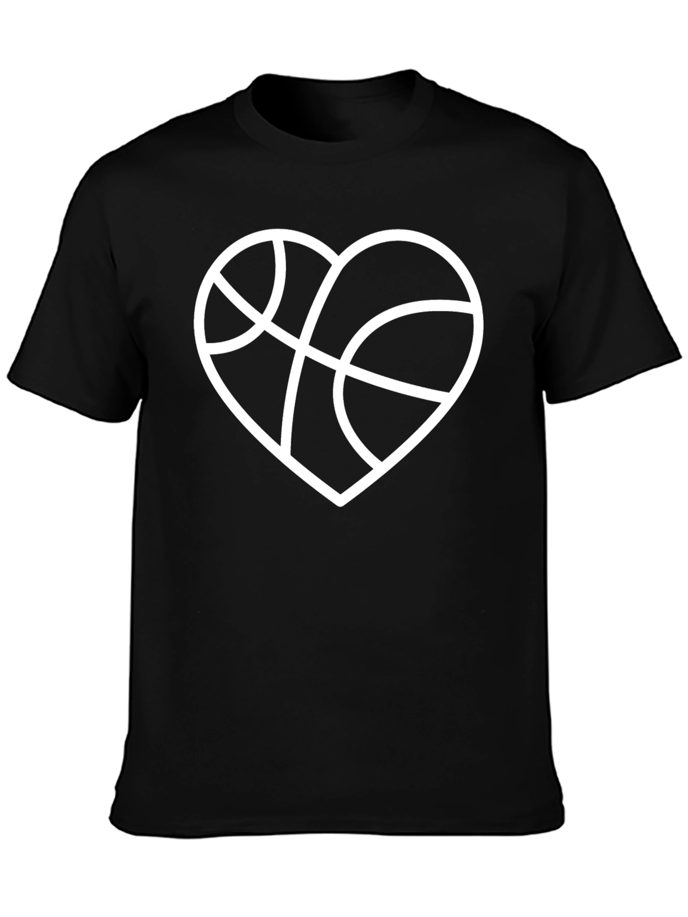 Basketball Heart Graphic T-Shirt - Black