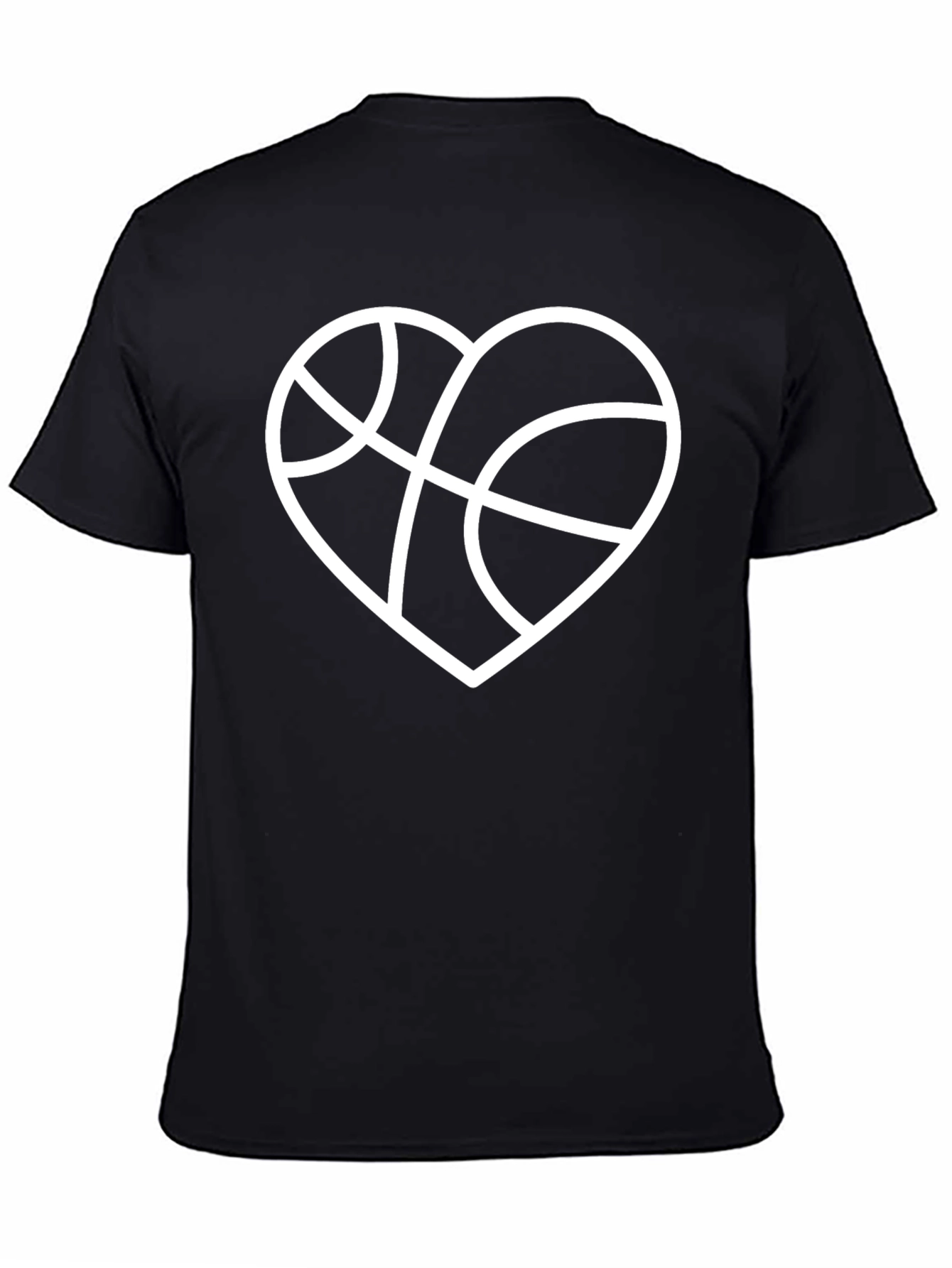 Basketball Heart Graphic T-Shirt - Black