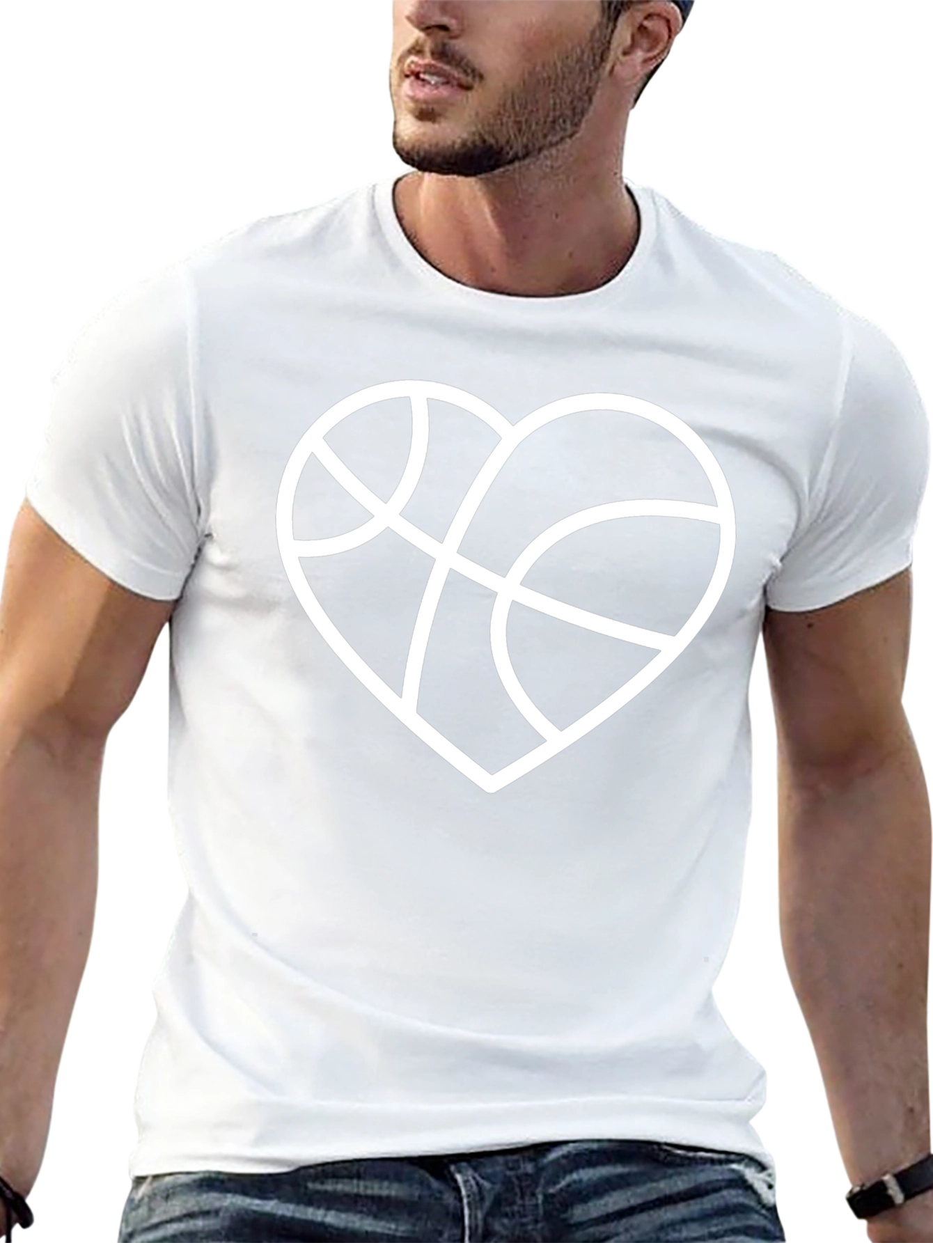 Basketball Heart Graphic T-Shirt - Black