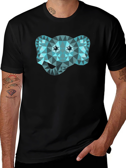 Geometric Elephant Graphic Black T-Shirt